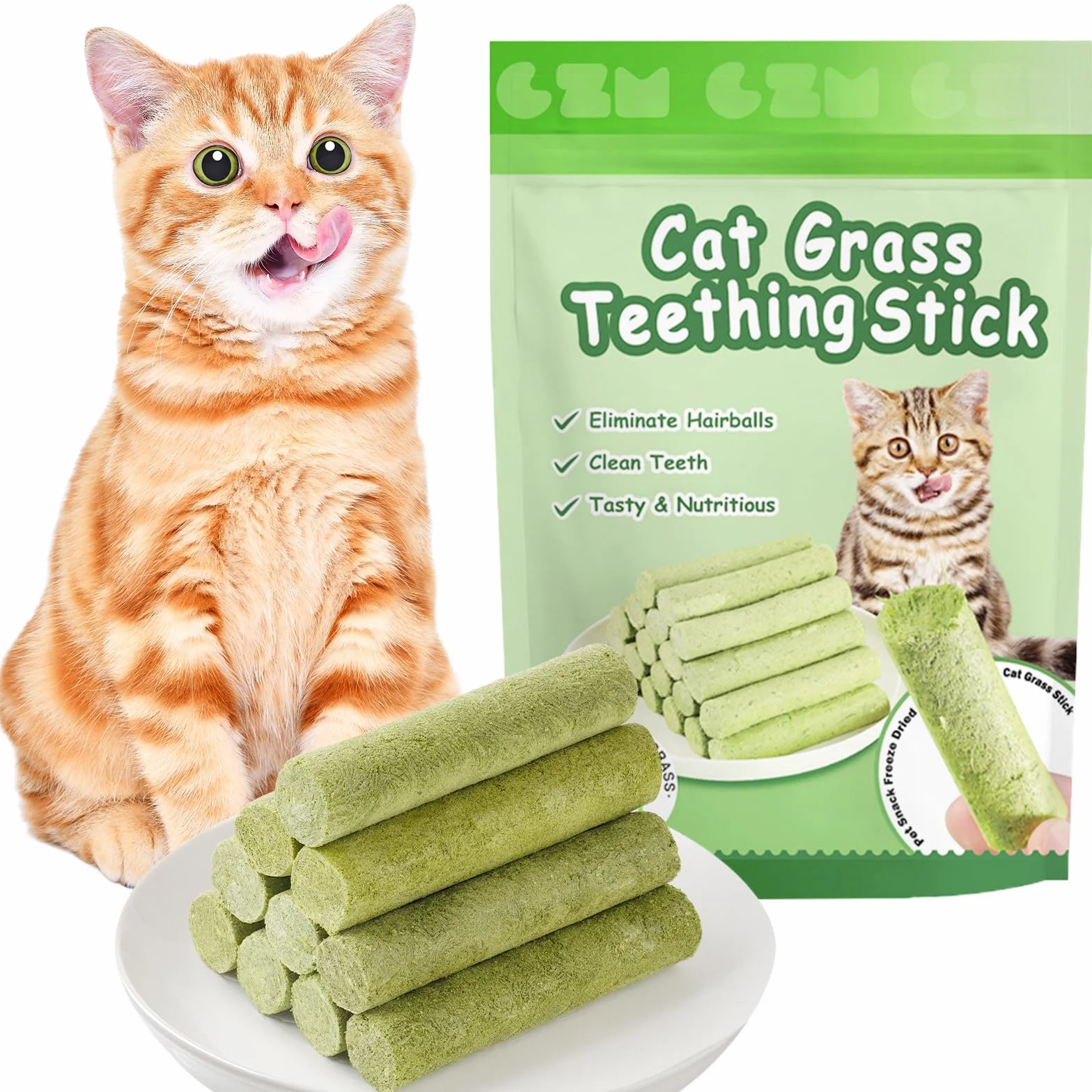 OSDUE Golosina Masticable Liofilizada para Limpieza de Dientes - 30g Palillos Gatera, 6 Piezas