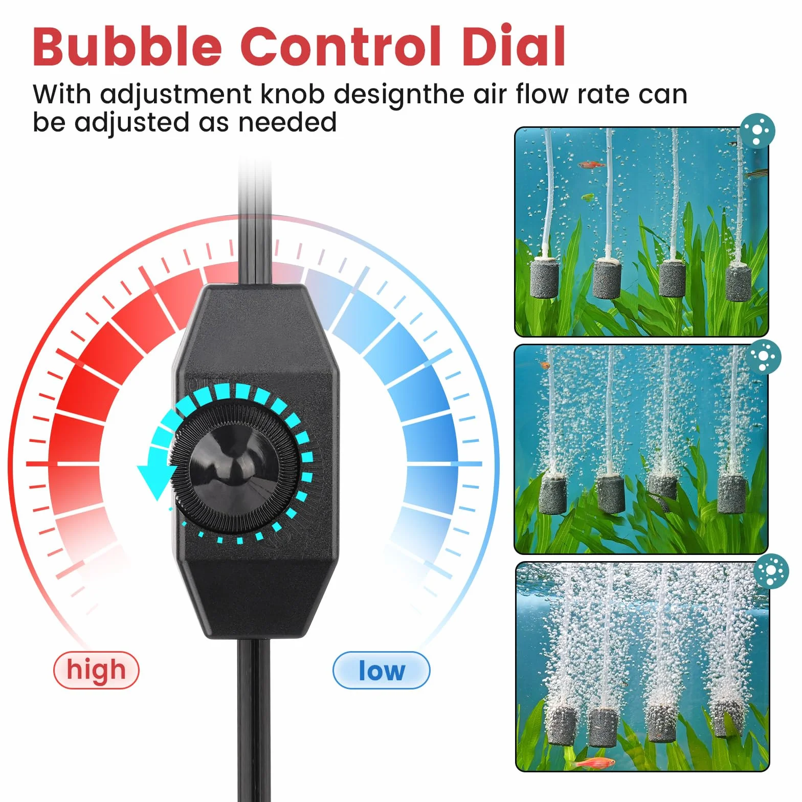 Hygger Ossigenatore per Acquario,15W Regulable Bomba Aire Acuario con 4 Outlets para Acuario, 1325 LPH Fish Tank Air Pump Up to 3800L Aquariums