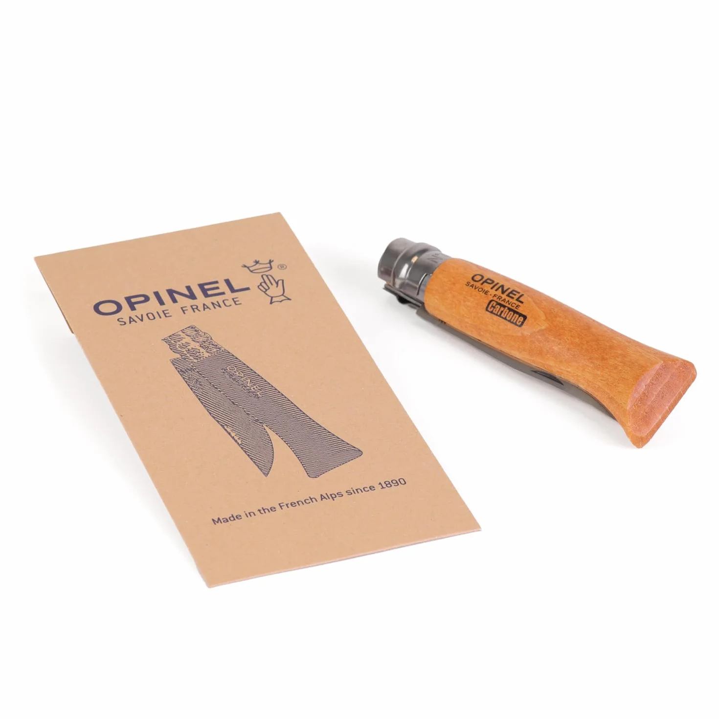 OPINEL Cuchillo n.º 6 Acero al Carbono XC90 Hoja 8,5 cm Mango de Haya Virobloc