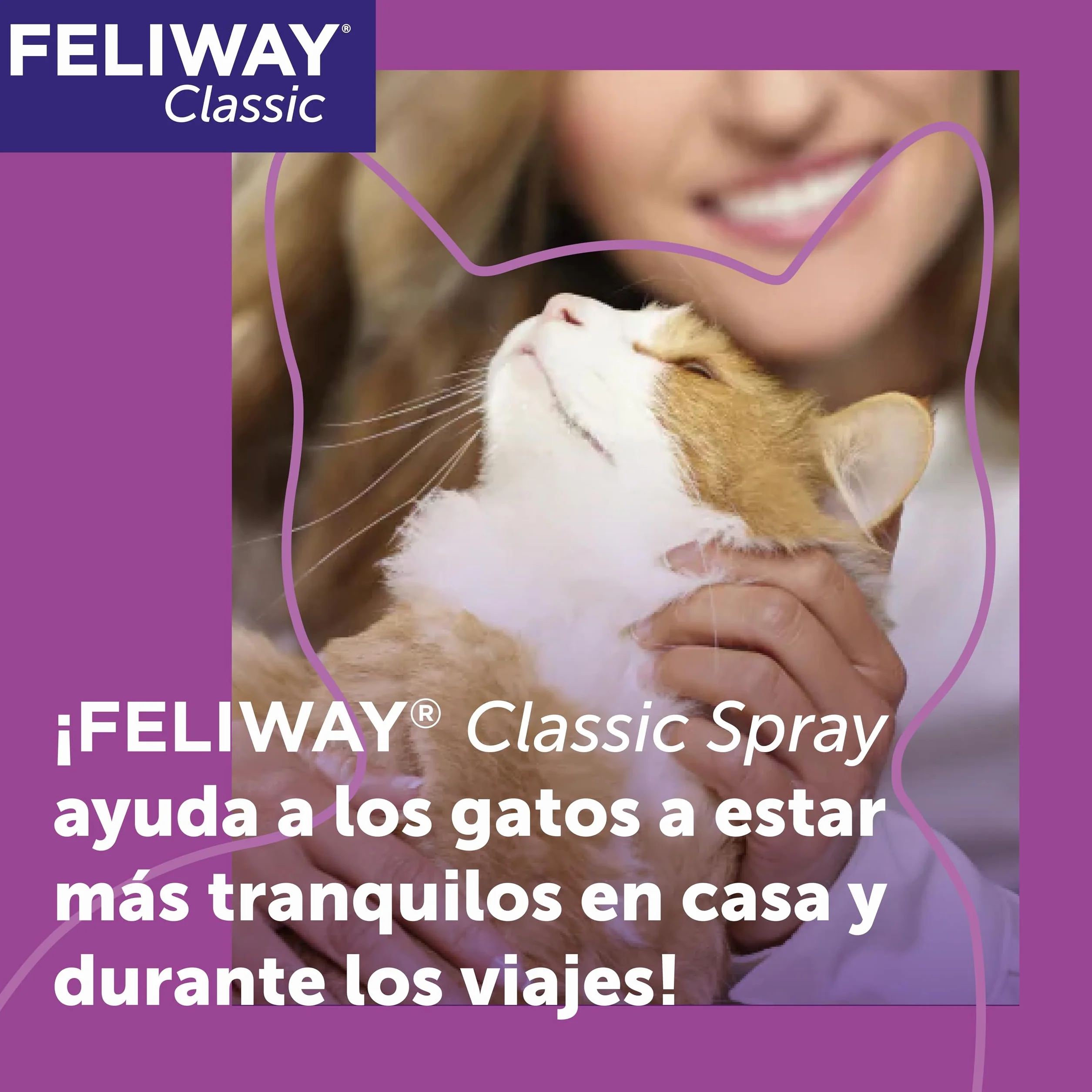 FELIWAY Classic Spray - Feromonas calmantes para gatos (60ml). Reduce los marcajes con orina y el estrés durante los viajes en transportín. Recomendado por veterinarios.