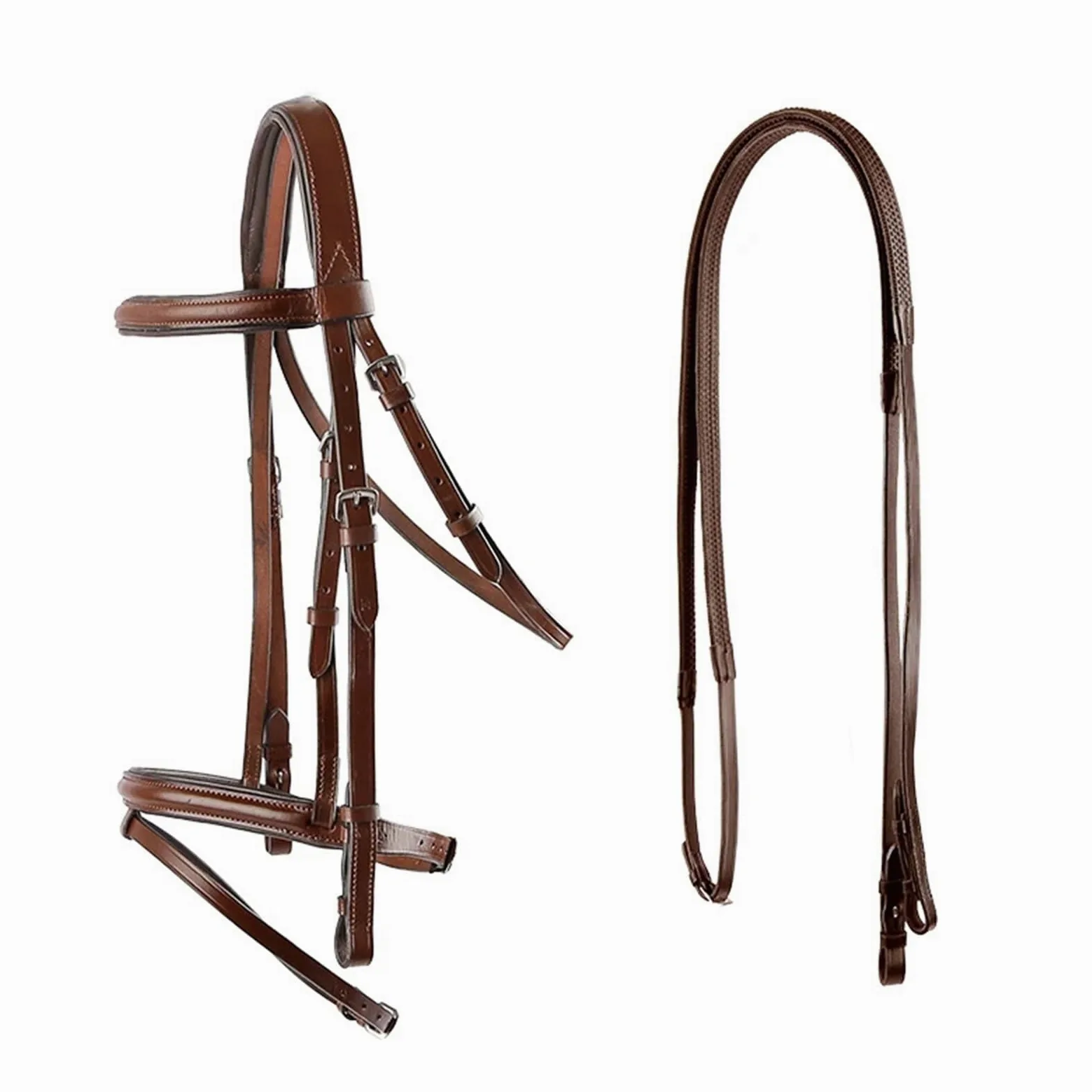 Color del Negro del Cuero del Freno de los Equipos ecuestres del Caballo de Montar con Las riendas de Goma para Caballos(Black M)