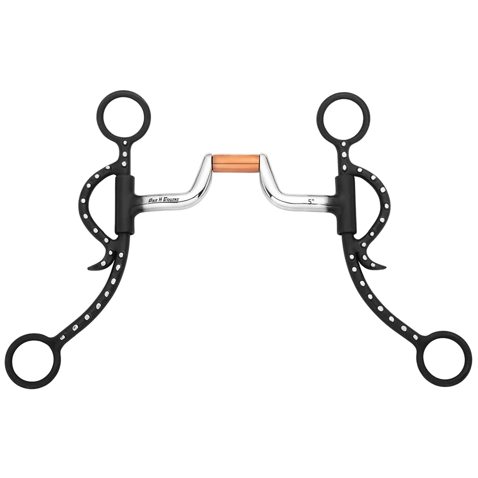 Broca de vástago argentino con anillo snaffle y puerto de cobre con bisagras