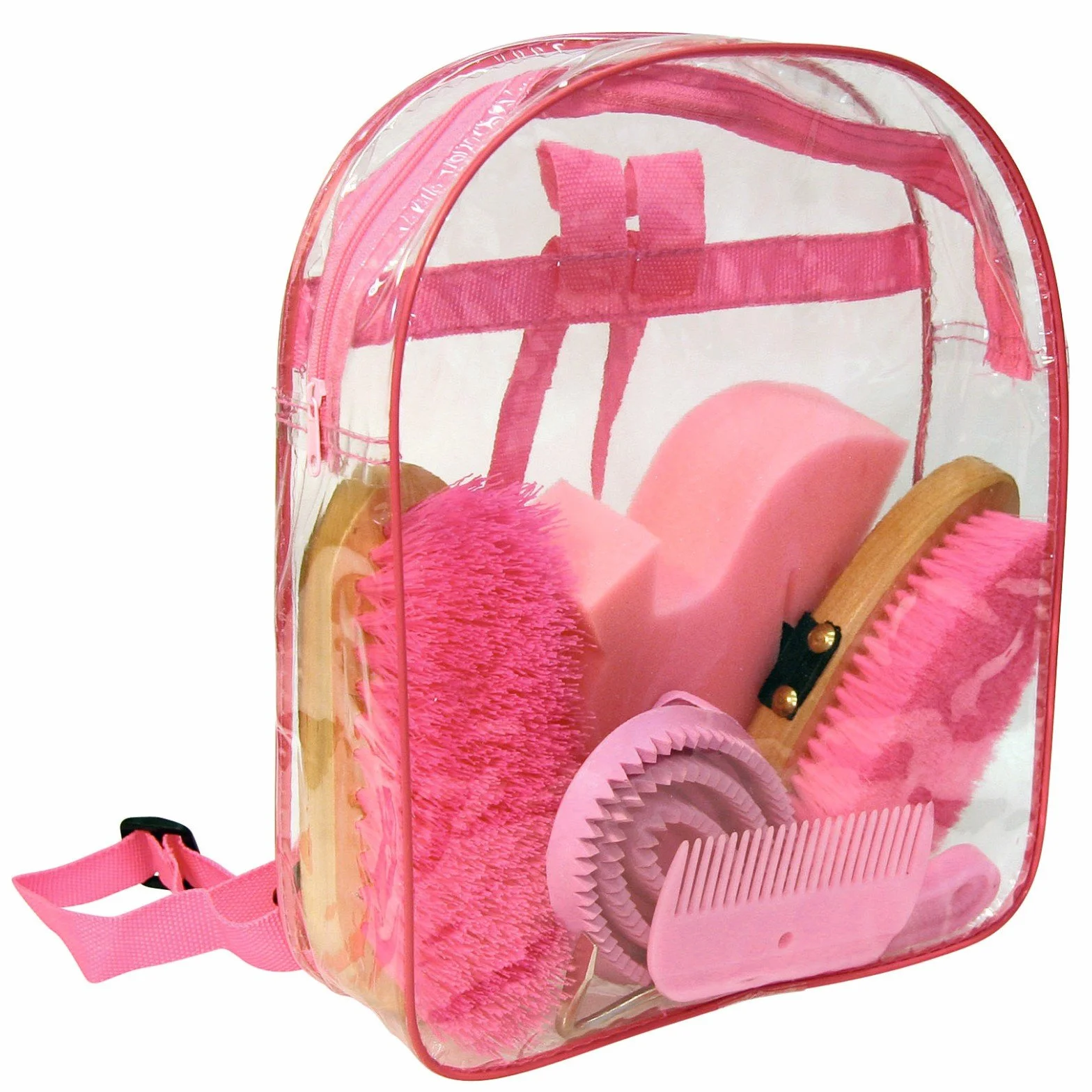 EXCELLENT Suministros Para El Caballo Kit De Aseo Con 7 Productos En Mochila Rosa