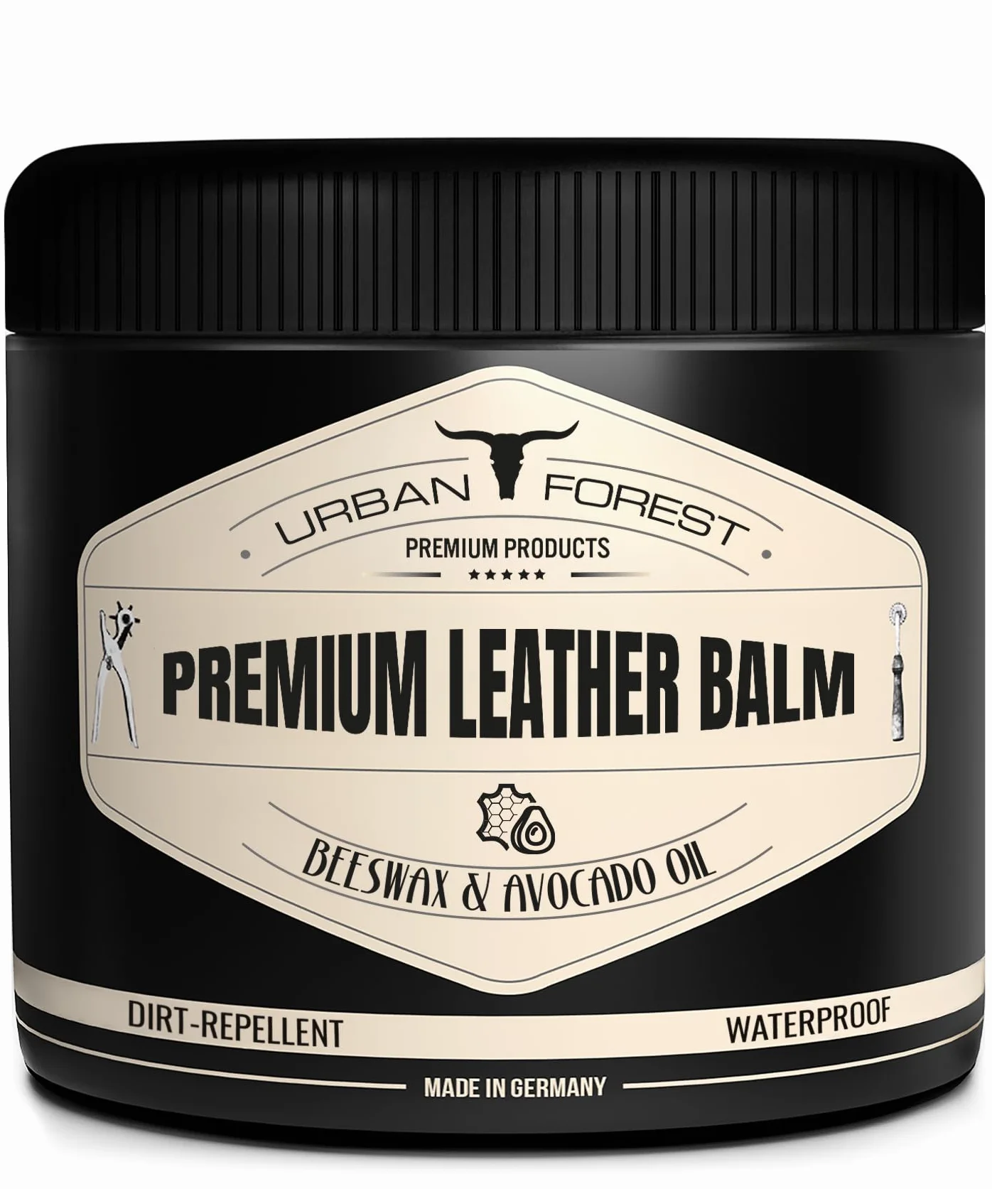 Cuidado del Cuero incoloro para Coche Muebles Chaquetas Bolsos sofá Zapatos sillín Cuero BÁLSAMO de URBAN FOREST con Aceite de Cera de Abejas y Aguacate, tamaño: 500ml