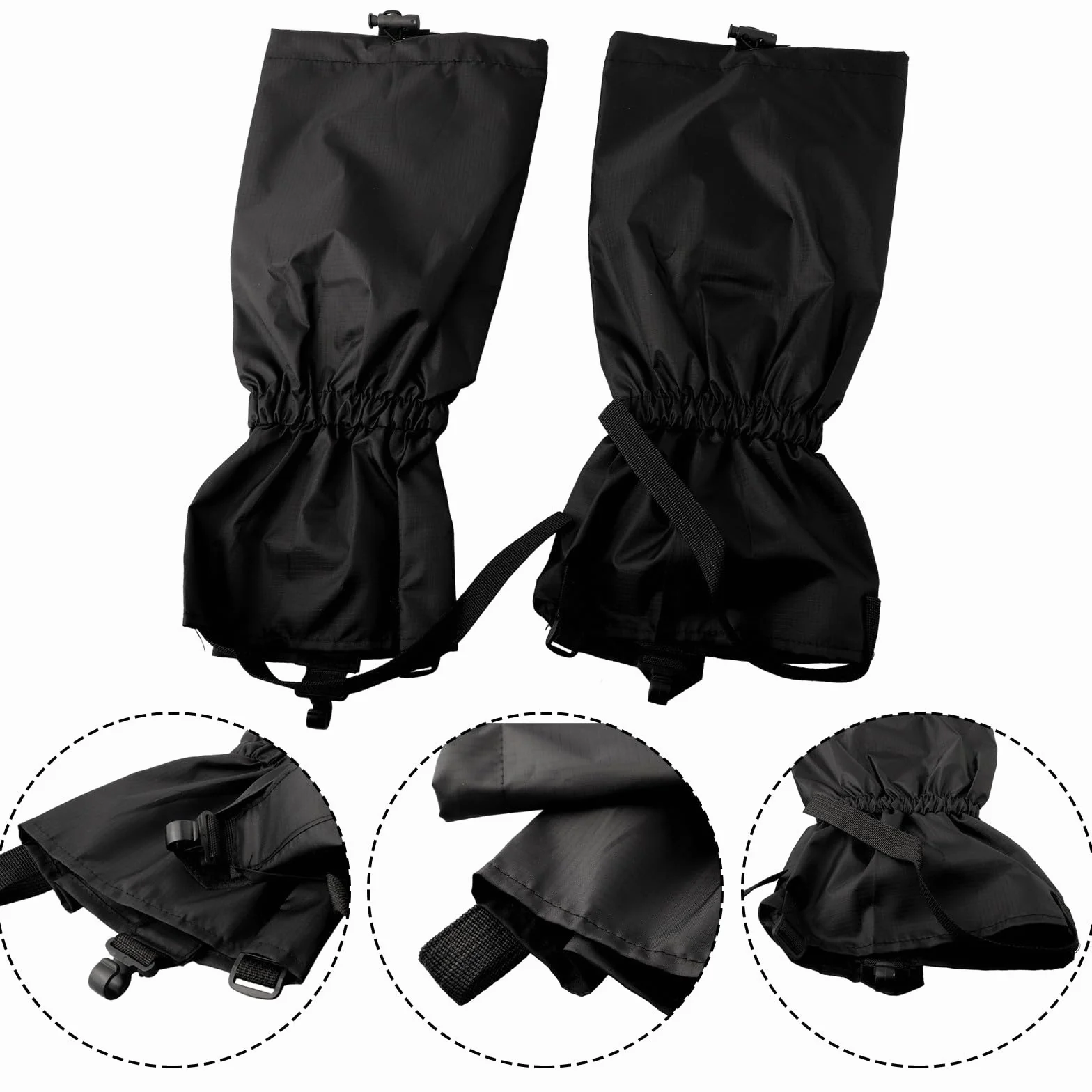 Polainas protectoras impermeables transpirables para botas de senderismo escalada (negro)