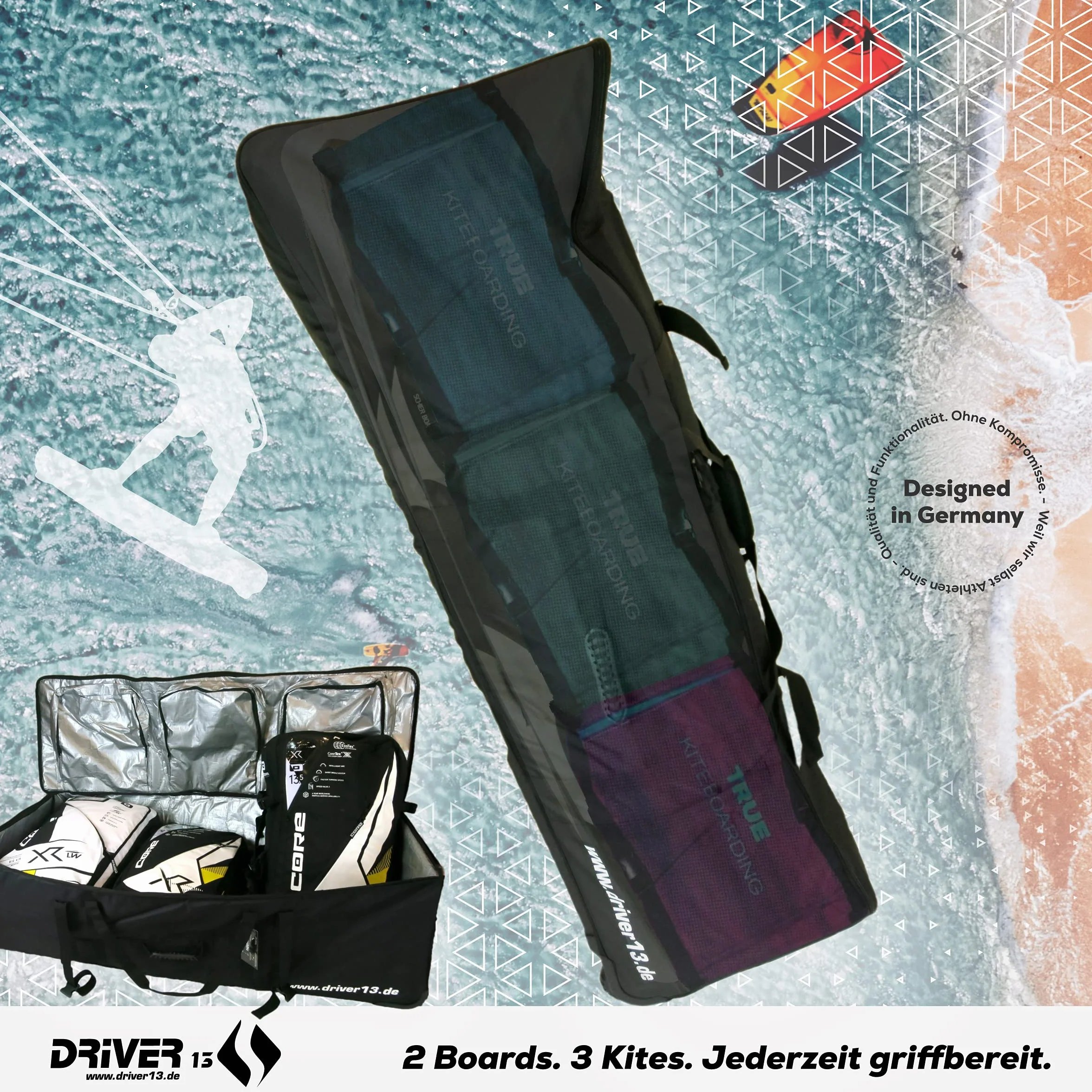 Bolsa de Viaje para Kiteboard Traveler 152 cm, 266 L, Negro