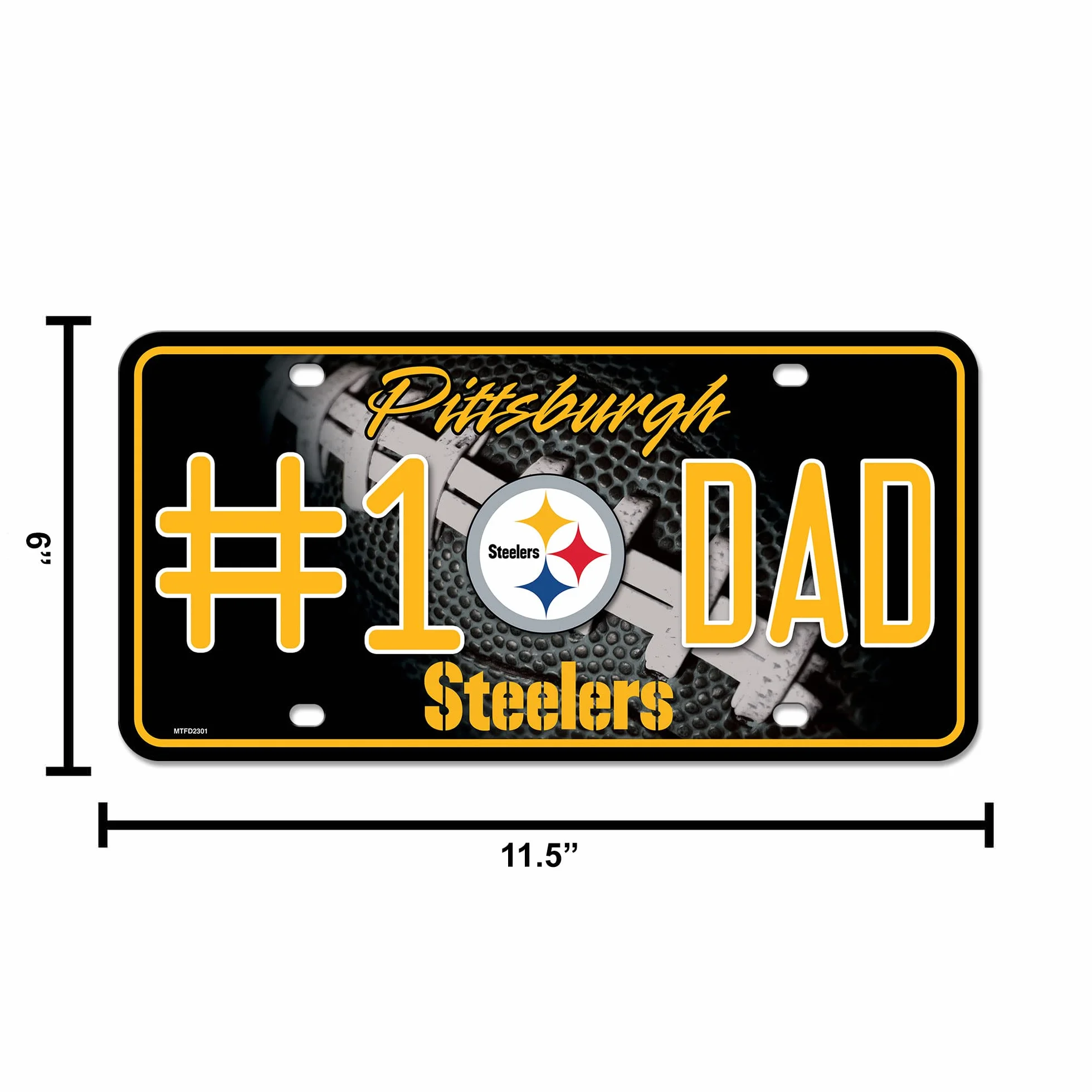 Rico Industries NFL Pittsburgh Steelers #1 Dad Metal Tag 8.5x11 Auto Tag