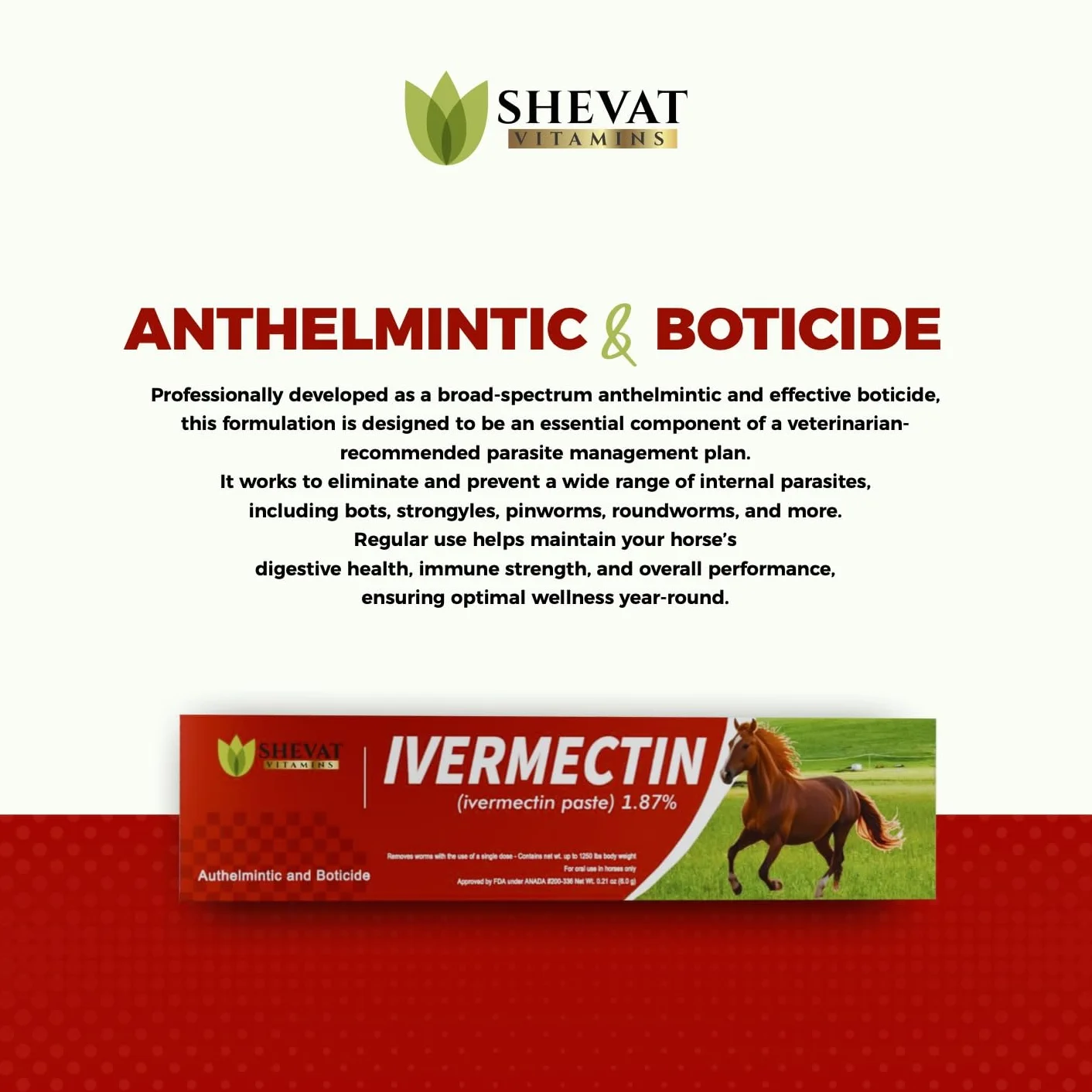 Ivermectin Horse Paste 1.87% Apple Flavor 6.08 g Tube for Horses up to 1200 lbs