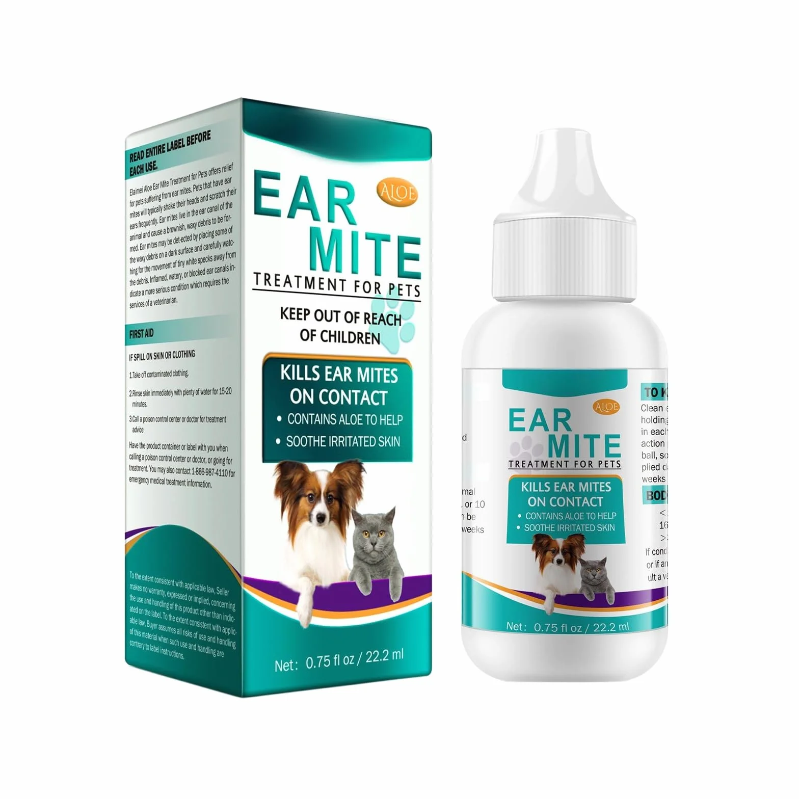 Gotas Limpiadoras para Oídos para Perros y Gatos, Solución de Cuidado para Orejas Suave y Eficaz, Elimina Suavemente la Cera la Suciedad y los Malos Olores