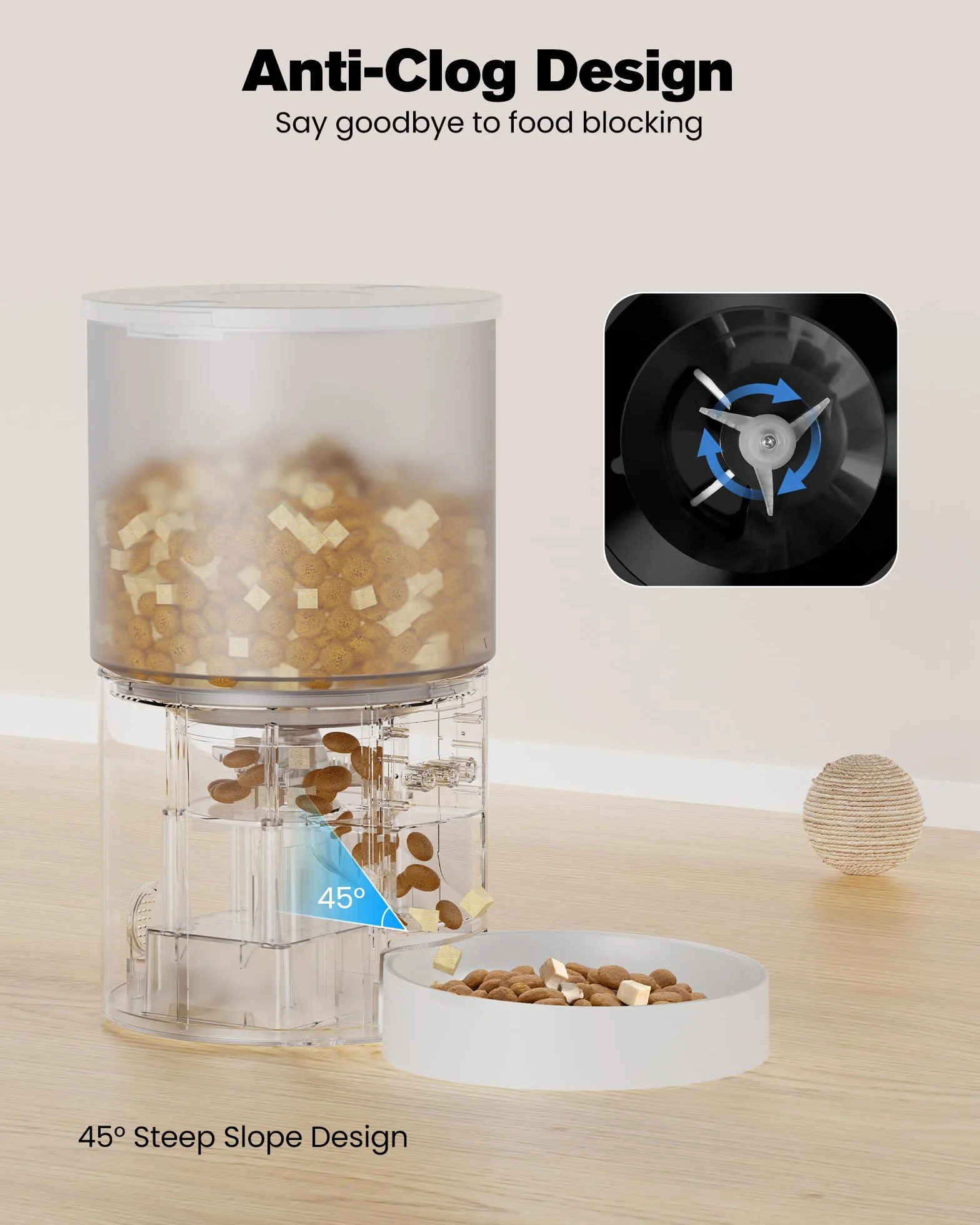 Comedero Gato Automatico WiFi Alimentador: Dispensador Comida Gatos/Perros con Grabación 10s - Máquina de Comida Inteligente para Kitty Temporizador Programable Control App 4L Blanco