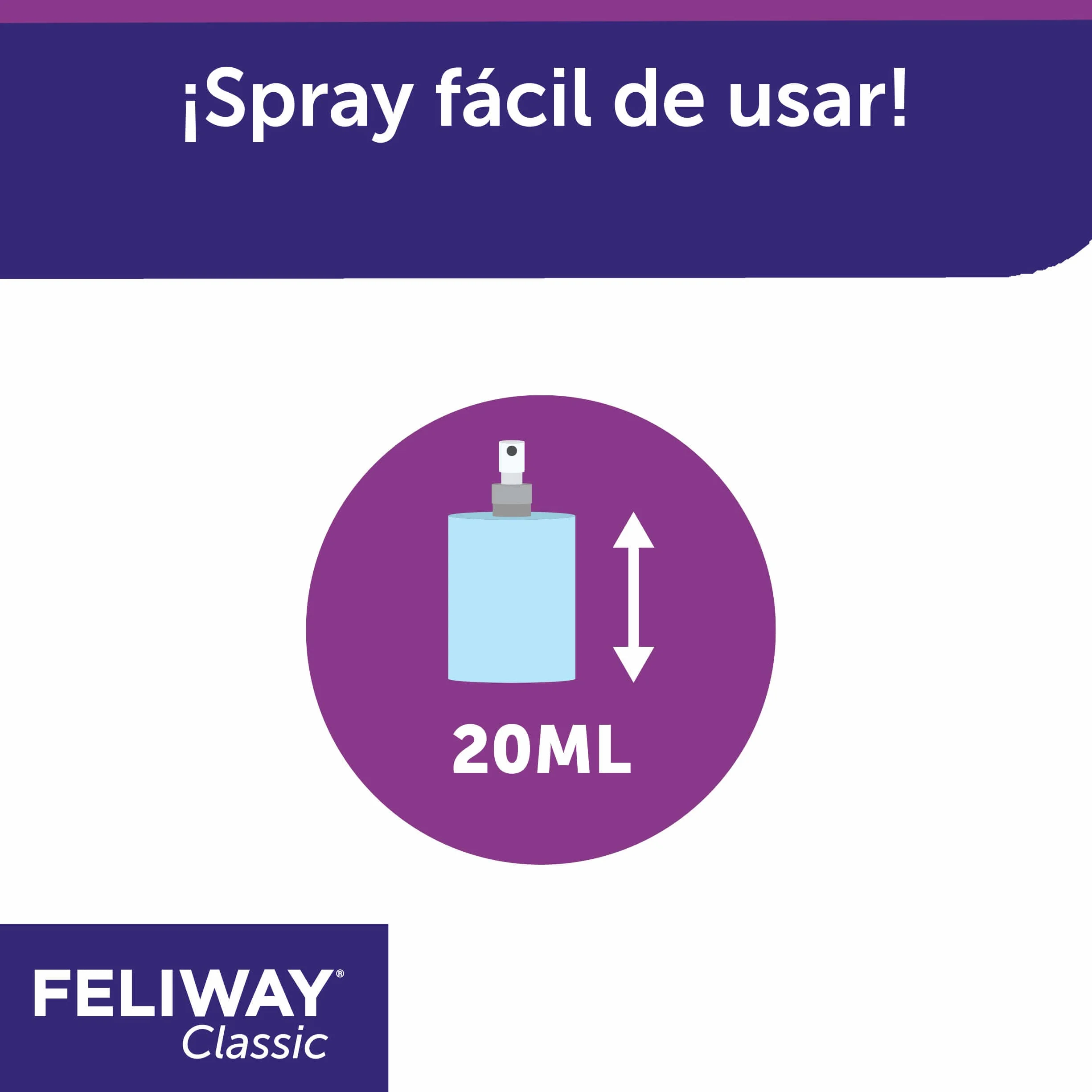 FELIWAY Classic Spray - Feromonas calmantes para gatos (20ml). Reduce los marcajes con orina y el estrés durante los viajes en transportín. Recomendado por veterinarios.