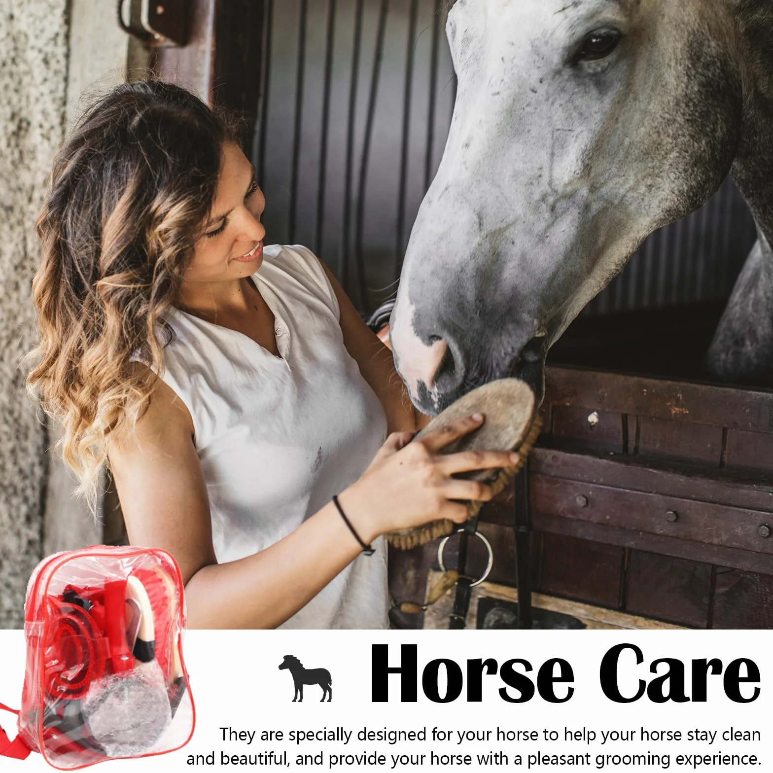 Cepillos Para Caballos, 10PCS Juego De Cuidado De Caballos Juego De Cuidado De Cepillos Kit De Cuidado De Caballos Limpieza De Caballos Cepillo Ecuestre Accesorios Con Bolsa De Almacenamiento
