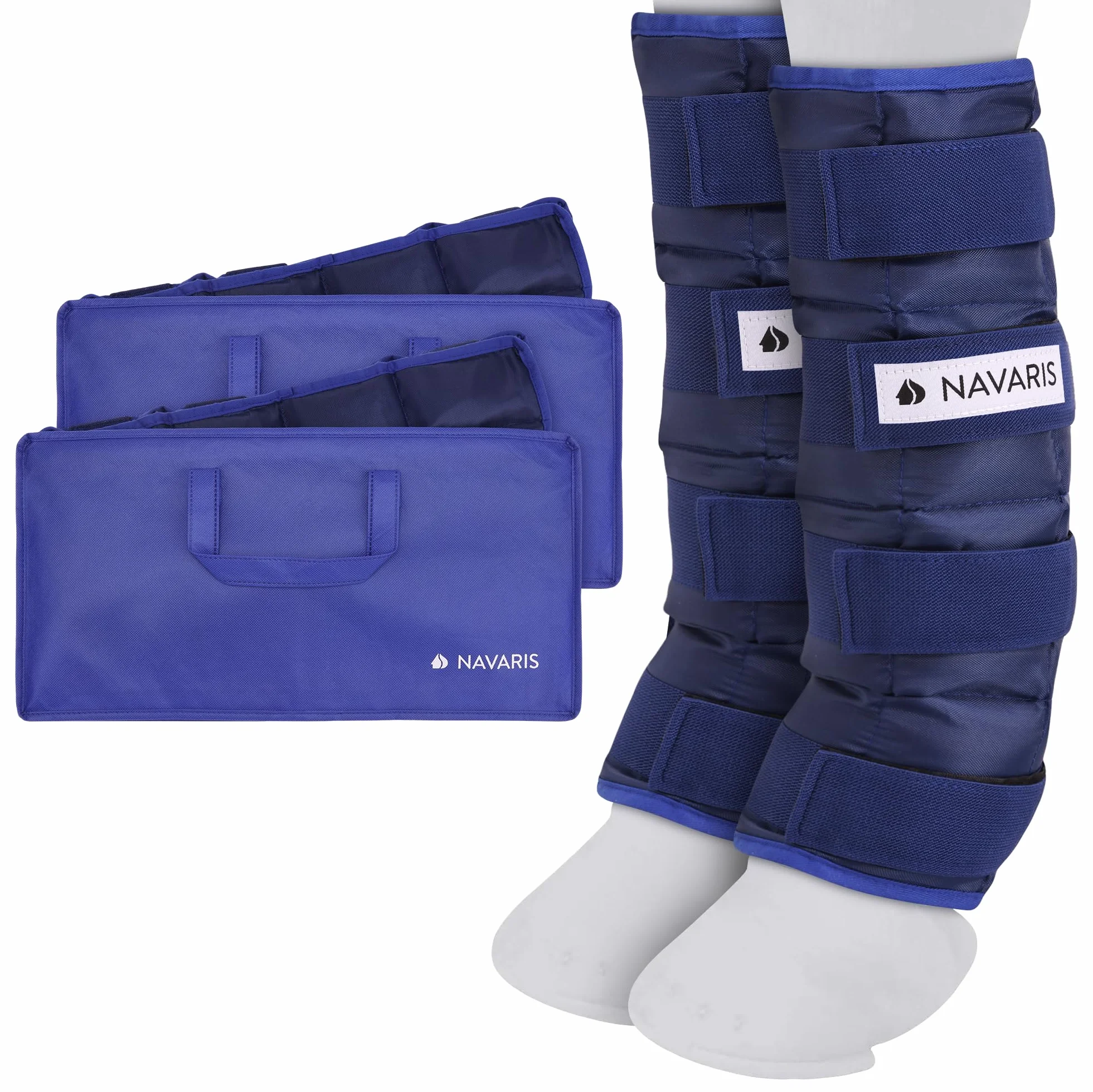 Navaris Polainas de Refrigeracion Caballo - 2X Acumuladores de Frio para Patas de Caballo - Talla Única Ajustable - Fácil de Aplicar - 2X Bolsa de Frio Protectores Caballo