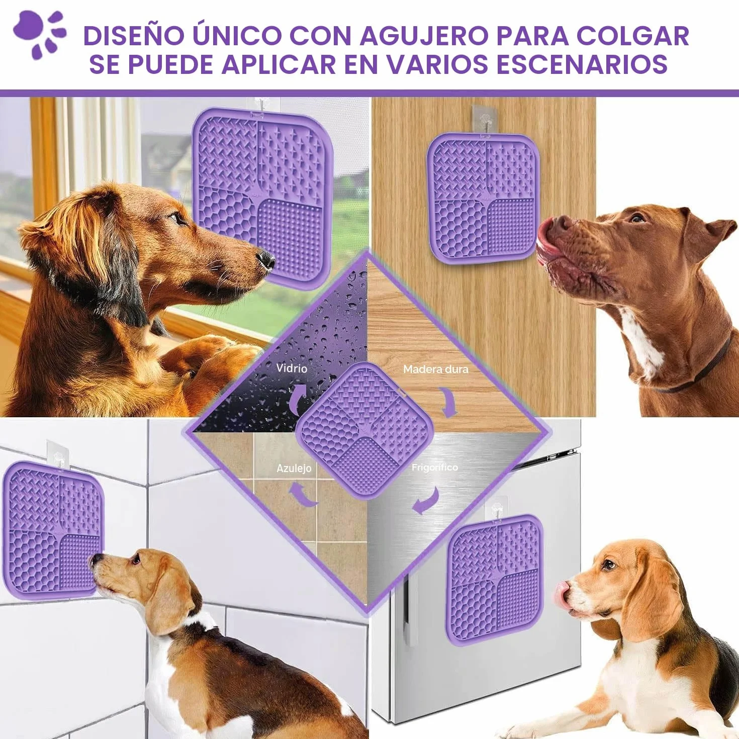 Azyh 2 Alfombrillas para Lamer Perros y Gatos con Ventosas 20X20cm, Alimentador Lento para Aliviar la Ansiedad, Juguetes, Tapete de Alimentación para Mantequilla, Yogur, Maní