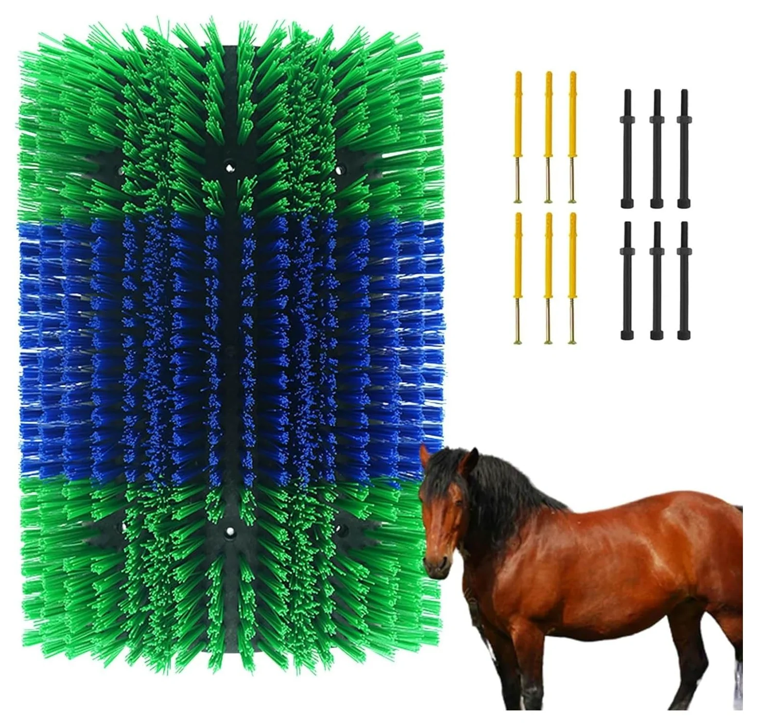 Cepillo rascador para ganado Rascador for caballos, cepillo for caballos con 6 tornillos, cepillos for cabras for el aseo(Green+Blue)