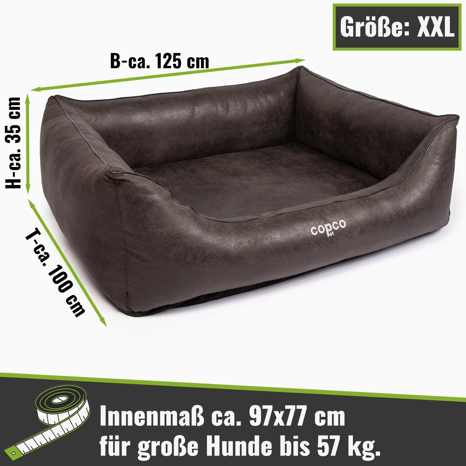Copcopet Cama para perros Emma, cama impermeable para perros, perros espacio de dormir en imitación ante, perros – colchón de espuma de copos o espuma viscoelástica ortopédica