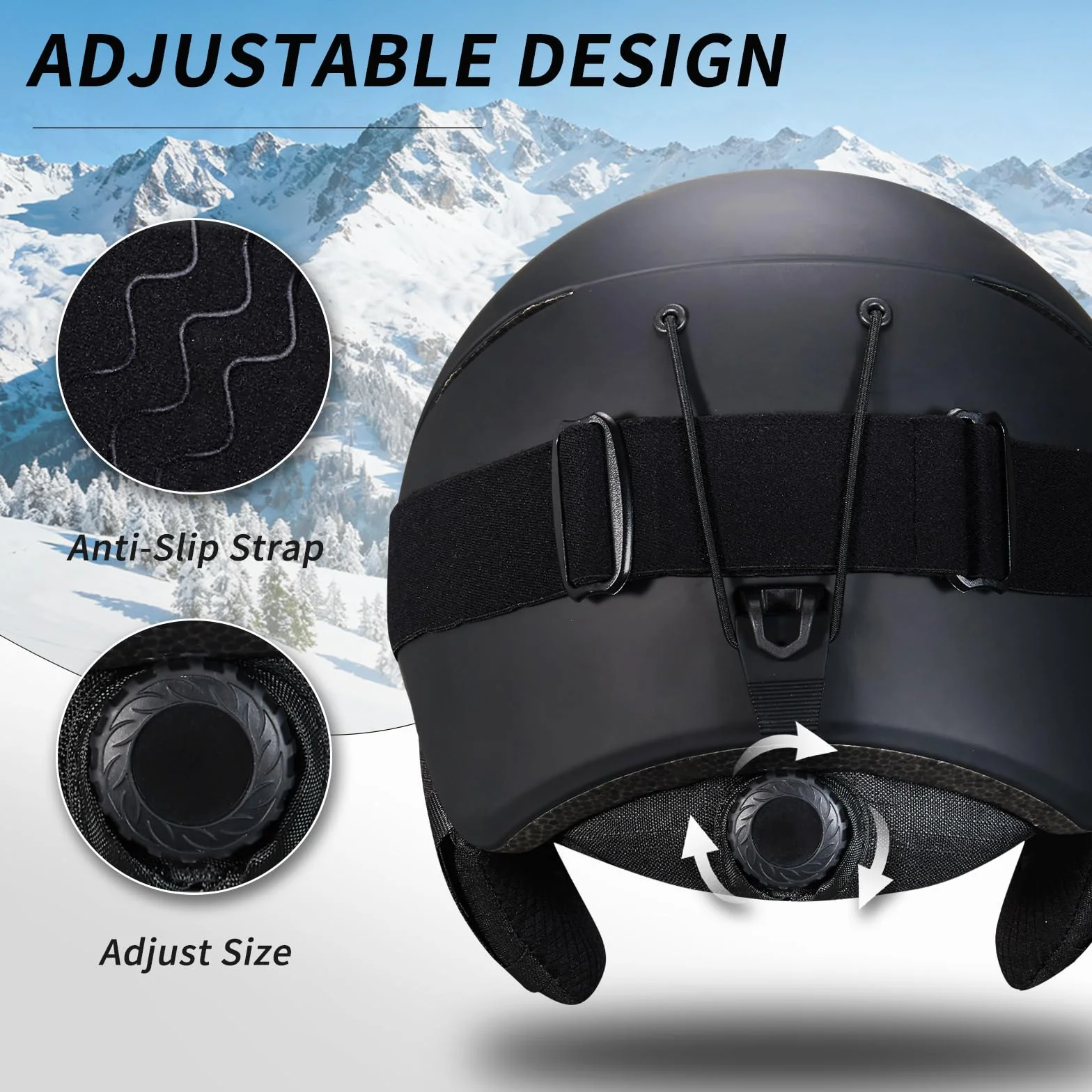 Casco de Esquí Kit con Gafas de Esquí, Capucha Transpirable UV, Orejeras Extraíbles para Hombre Mujer