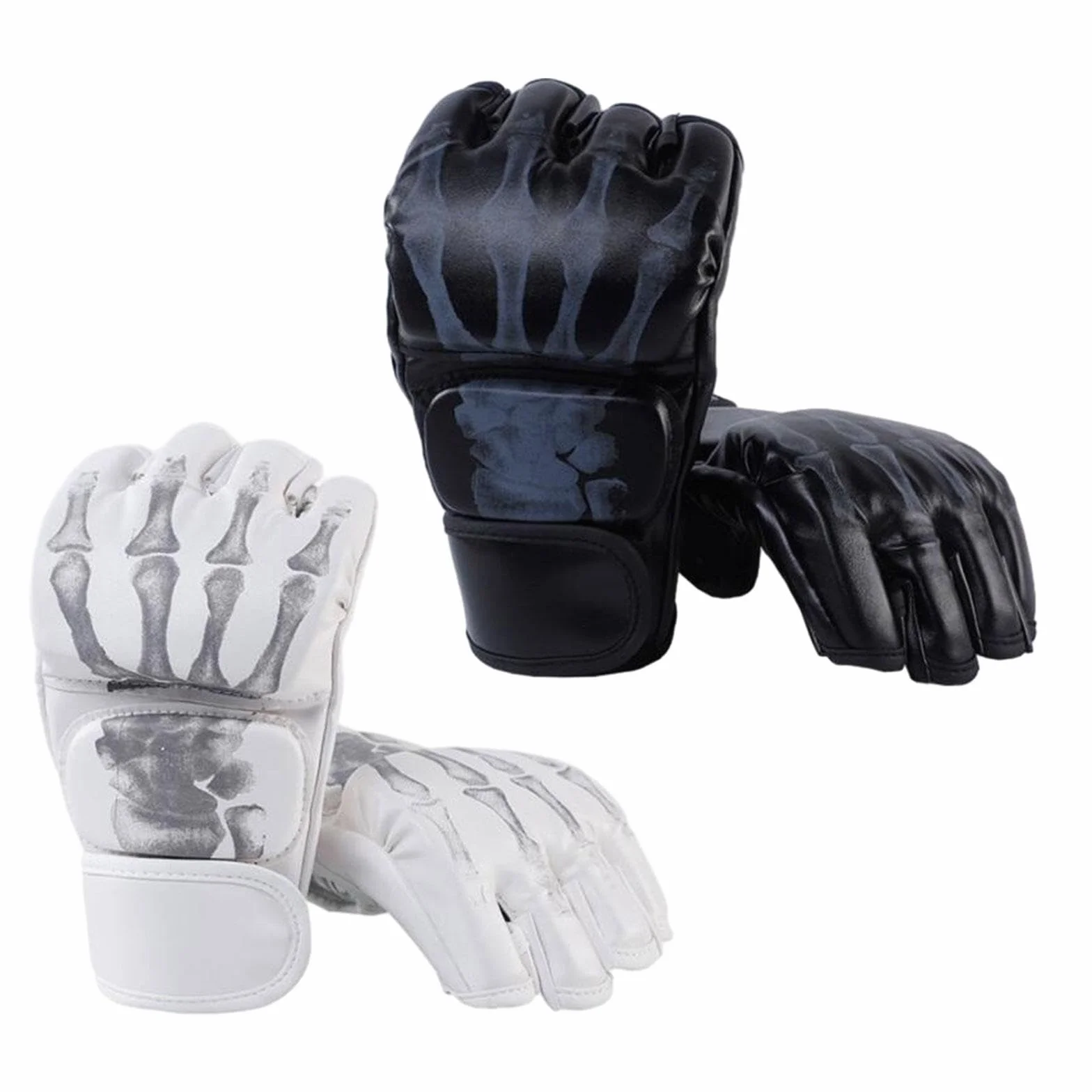Guantes MMA Kickboxing Medio a Prueba de Golpes con Palma Abierta para Boxeo Lucha Artes Marciales 2 Pares