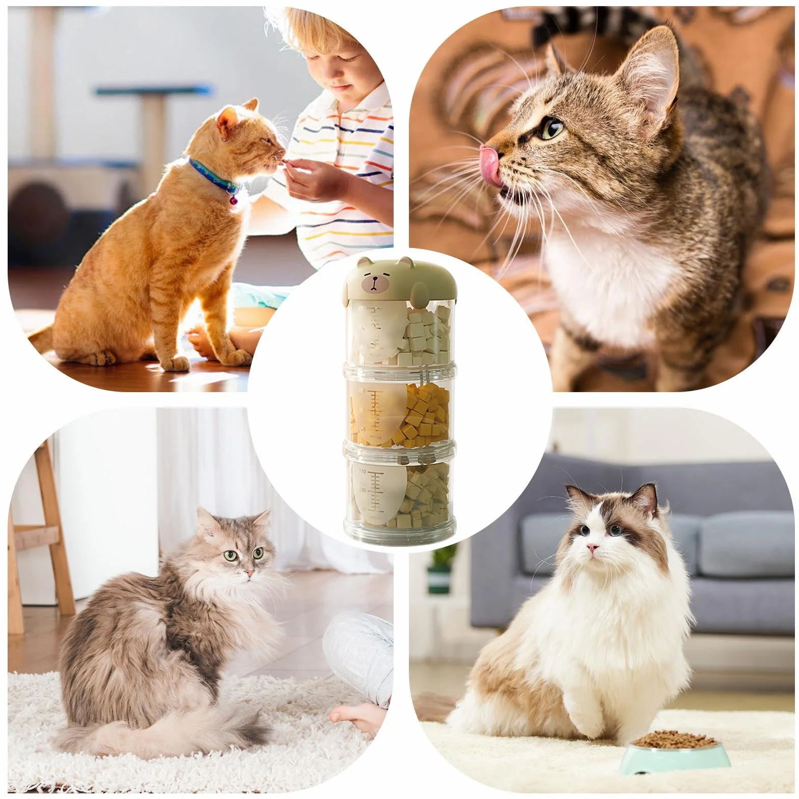 Almacenamiento de golosinas para perros, pequeño recipiente portátil para golosinas, tarro de galletas decorativo apilable, diseño conveniente para despensa de cocina, uso en viajes al aire