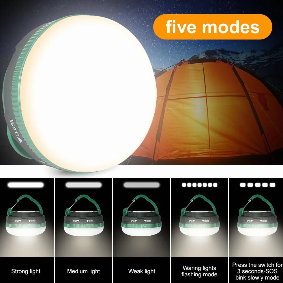 Flintronic Luz de Camping Portátil 5 Modos IP43 Resistente Al Agua con Gancho