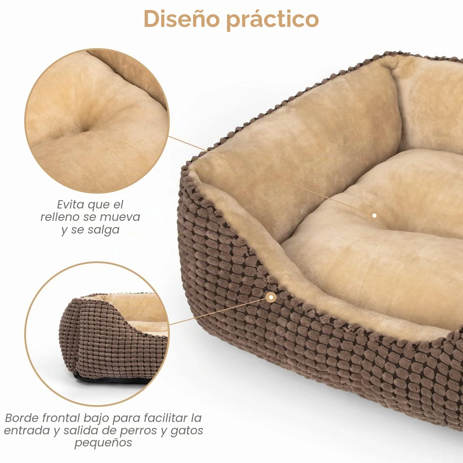 JOEJOY Cama para Perros Medianos, Cama Perro Lavable, Esponjosa, Antideslizante, Suave y Cómoda para Perros Pequeños Medianos y Gatos, 63x53x20cm