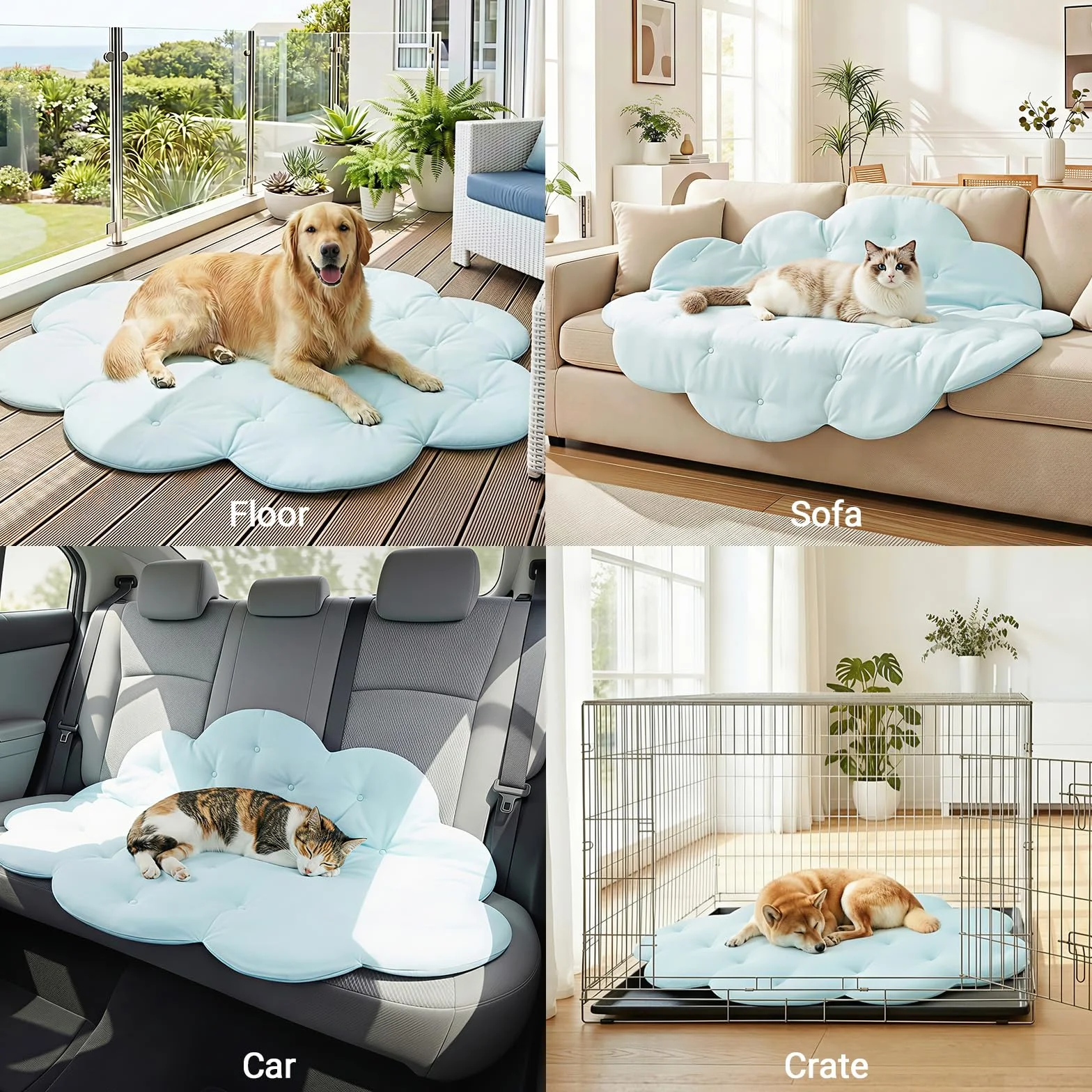 Alfombrilla Refrescante para Perros 120 × 90 cm Grande, Q-MAX>0,4 Esterilla Auto-Refrigerante, Doble Cara Frío & Cálido para Verano Jaula, Lavable, Cama Fresca Gatos, Sin Gel, Azul Cielo
