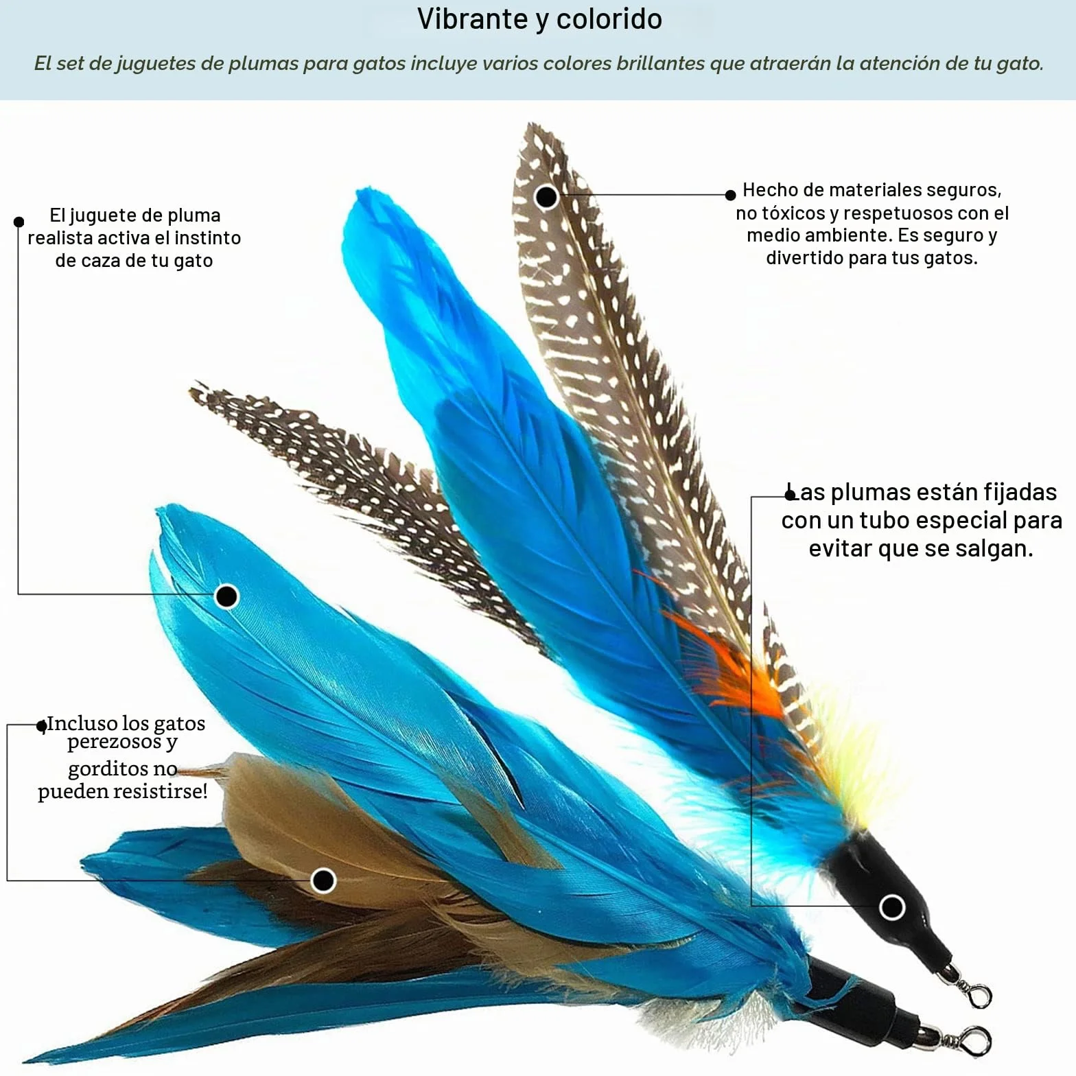 9 Piezas Juguete Plumas Gato,Juguetes para Gatos Caña Gato,1 Varita Retráctil,con 8 Repuestos de Plumas, Pájaros y Ratones