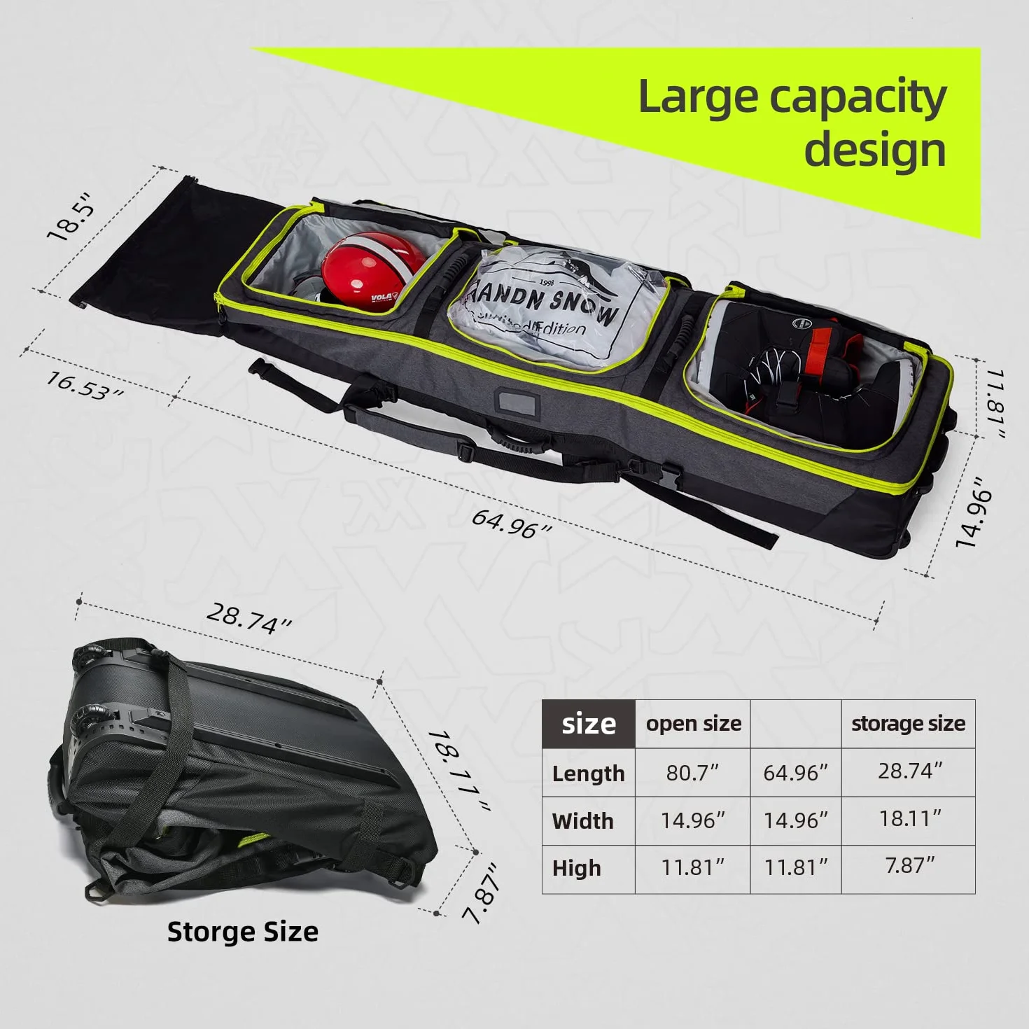 XCMAN Bolsa de snowboard con ruedas acolchada extensible para viajes aéreos ajustable impermeable