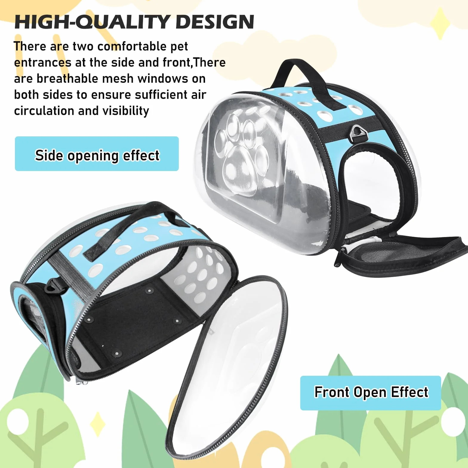 Transportín para conejos y animales pequeños, plegable, para cobayas, conejos, gatos, pájaros, portátil, con ventilación y bolsillos laterales