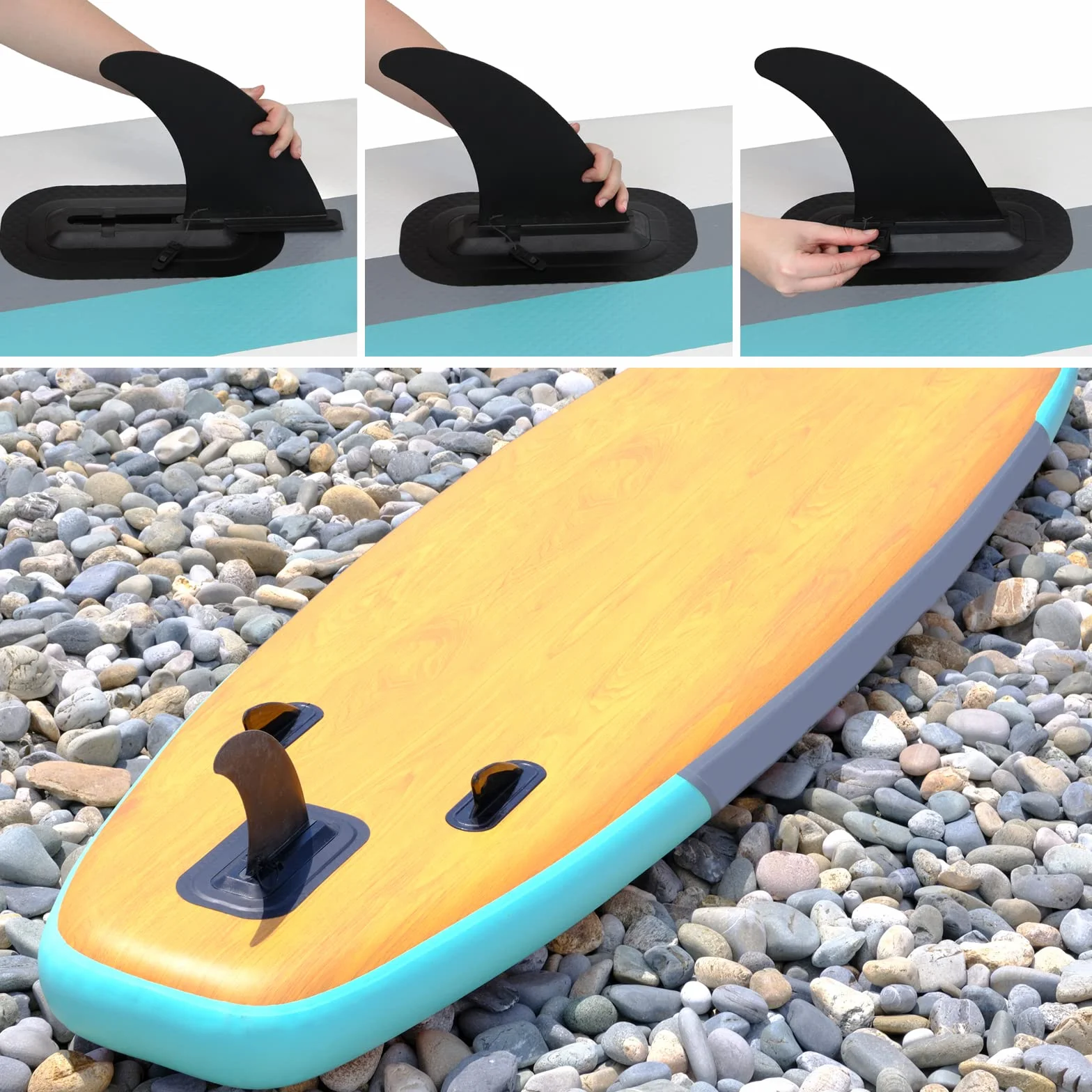 ALPIDEX Quilla Sup Paddle Surf Universal 9 Inch Aleta Tabla Surf Hinchable Stand Up Paddle Board Central Fin Longboard