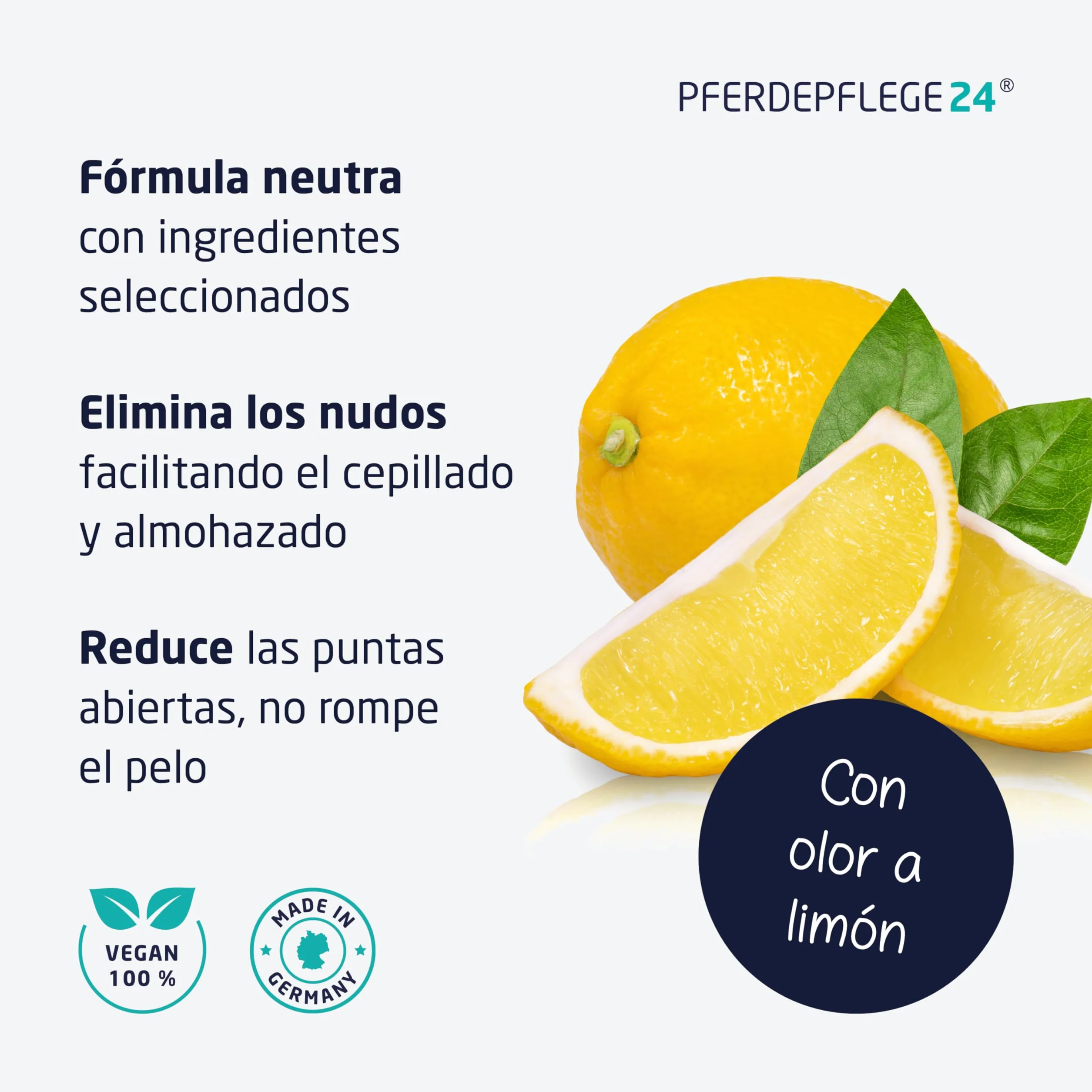 PFERDEPFLEGE24 Spray Abrillantador y Desenredante para Cola y Crin de Caballos - 500ml y 1L - Brillo Intenso, Facilidad para Peinar y para un Pelaje Saludable - Desenredante para caballos