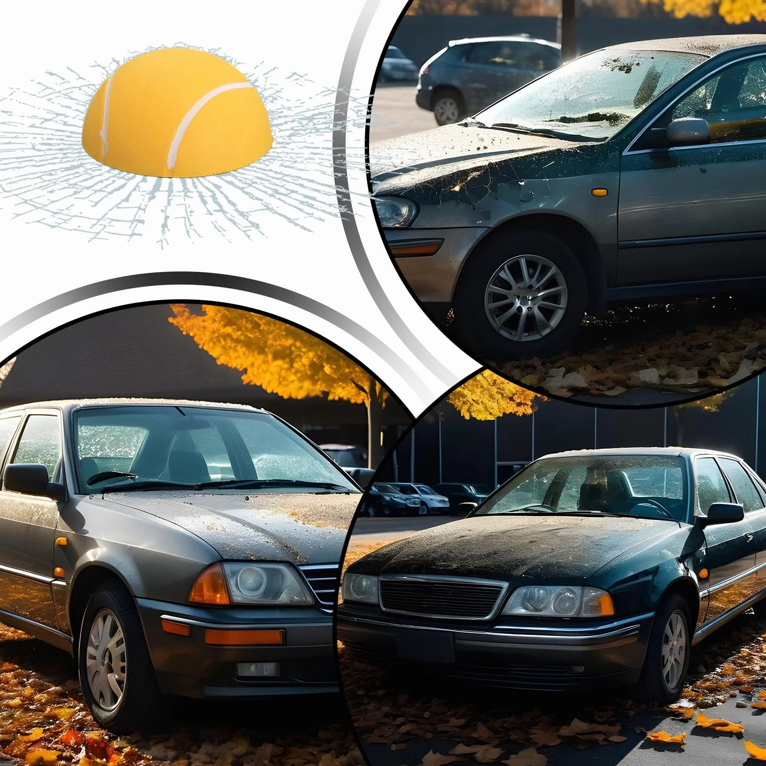 Calcomanías 3D de broma para vidrio de ventana, diseño de pelota de tenis, parabrisas trasero de coche, decorativas para el hogar