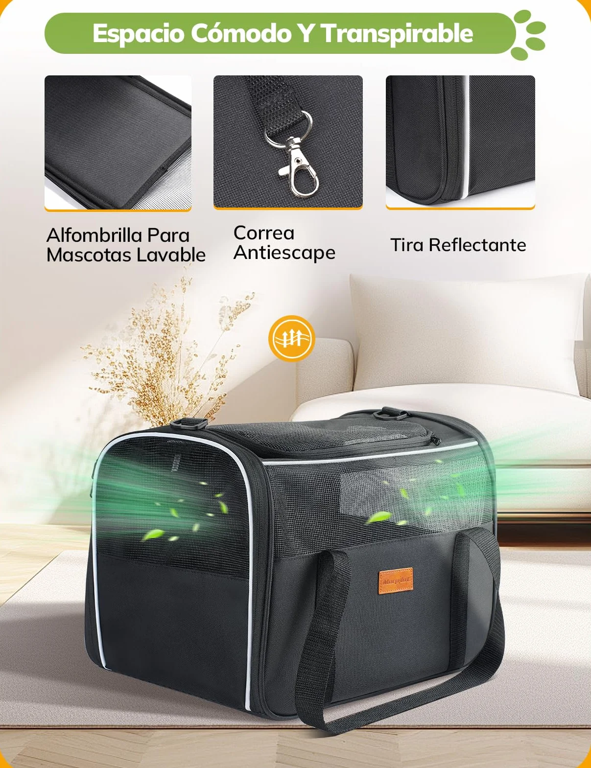Morpilot Transportín Perro y Gato, Bolsa de Transporte Plegable y Transpirable con Correa de Hombro Ajustable, Ideal para Gatos y Mochila de Viaje para Perros Pequeños