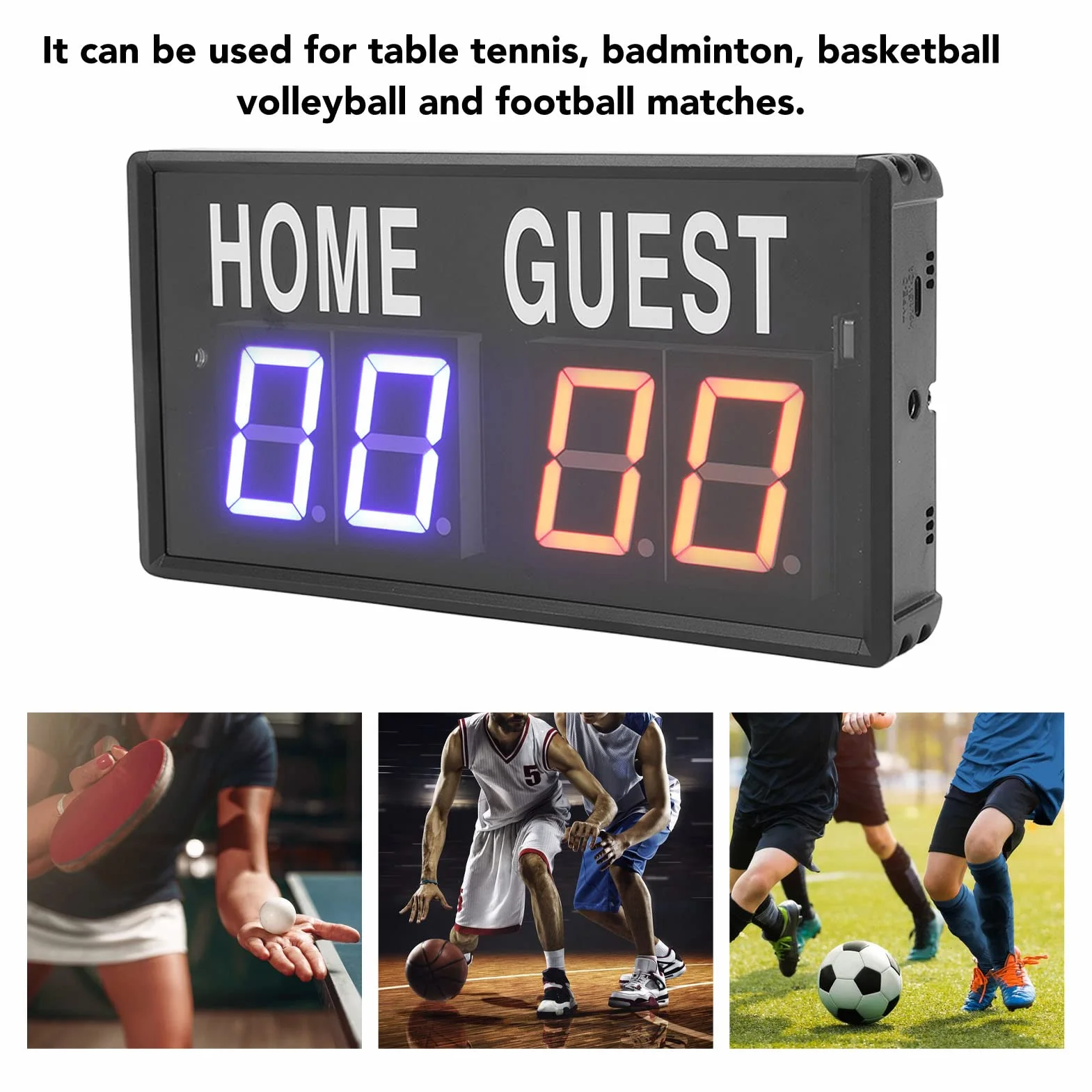 Marcador Electrónico Digital LED Portátil con Brillo Ajustable y Control Remoto para Baloncesto, Béisbol, Fútbol, Tenis