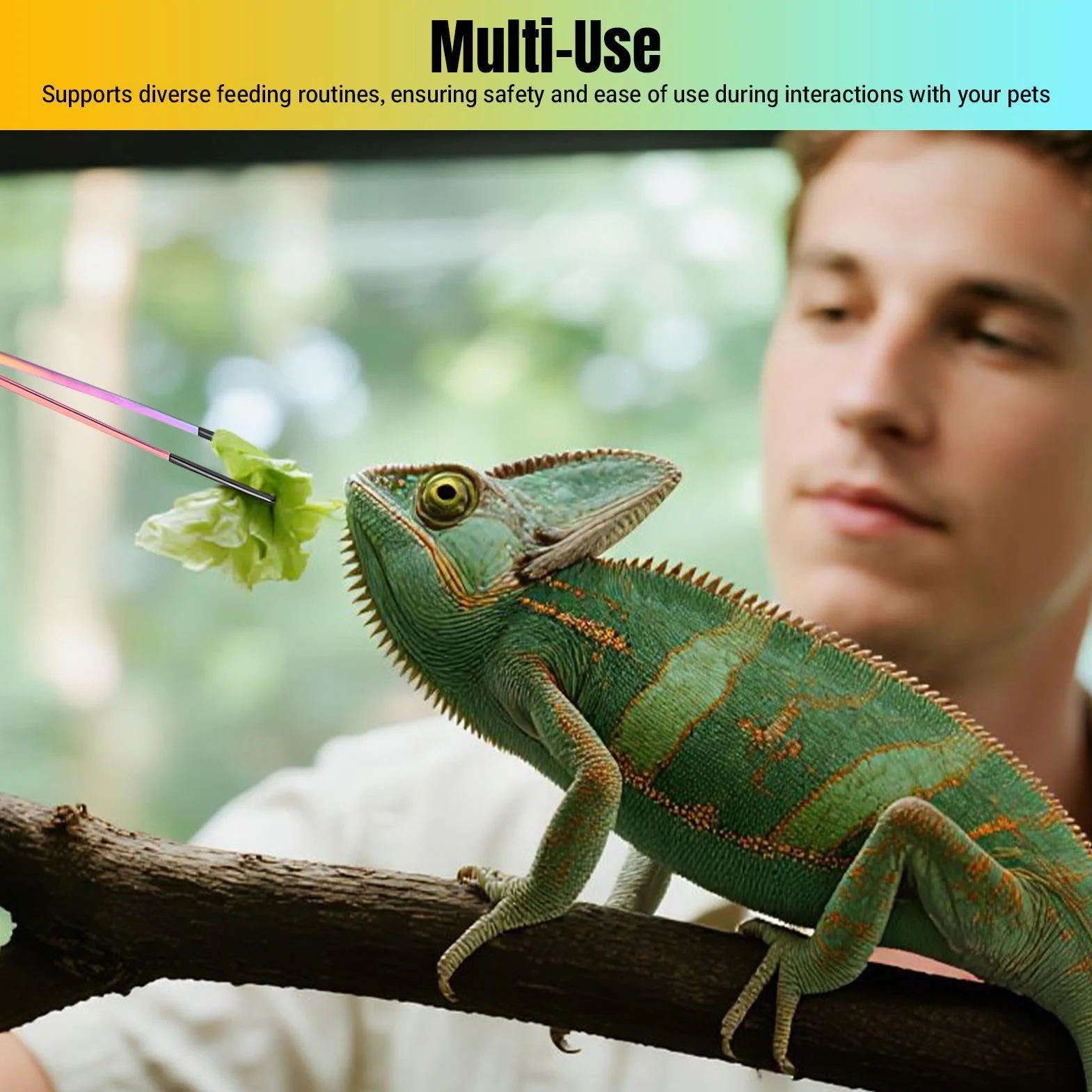 Pinzas para Alimentar Reptiles, Pinzas Largas para Acuario, Accesorios Y Herramientas con Cabezal De Silicona Antideslizante para Lagartos, Plantas Acuáticas, Arañas, Terrario De Mascotas,