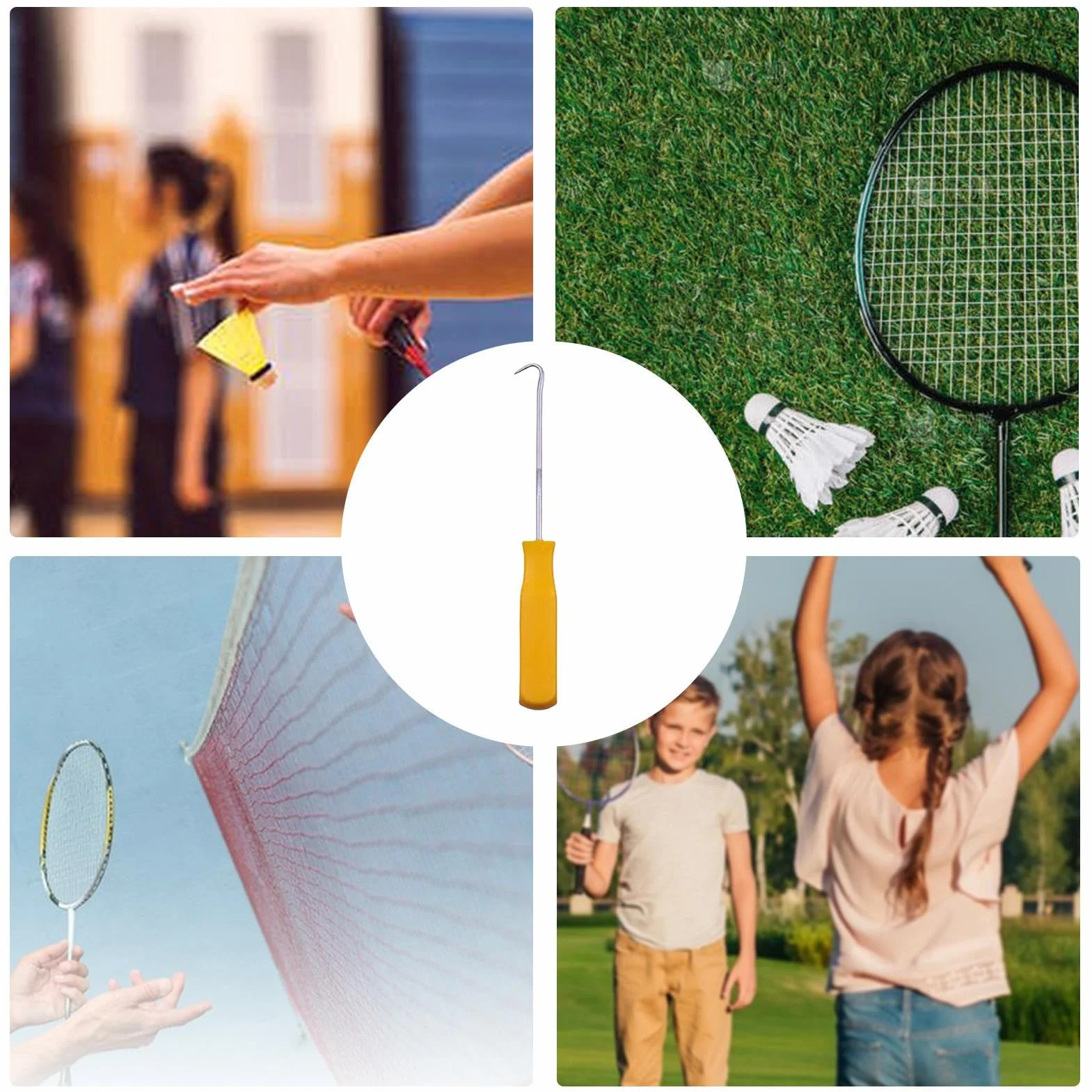 Kit de Encordar Raquetas de Tenis: Gancho para Enhebrar, Extractor de Punzón Recto, Duradero, Agarre de Precisión