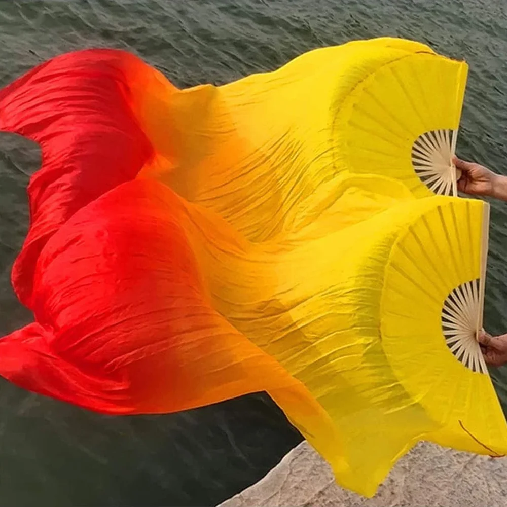 Abanicos para danza del vientre de seda teñida a mano degradados para actuaciones