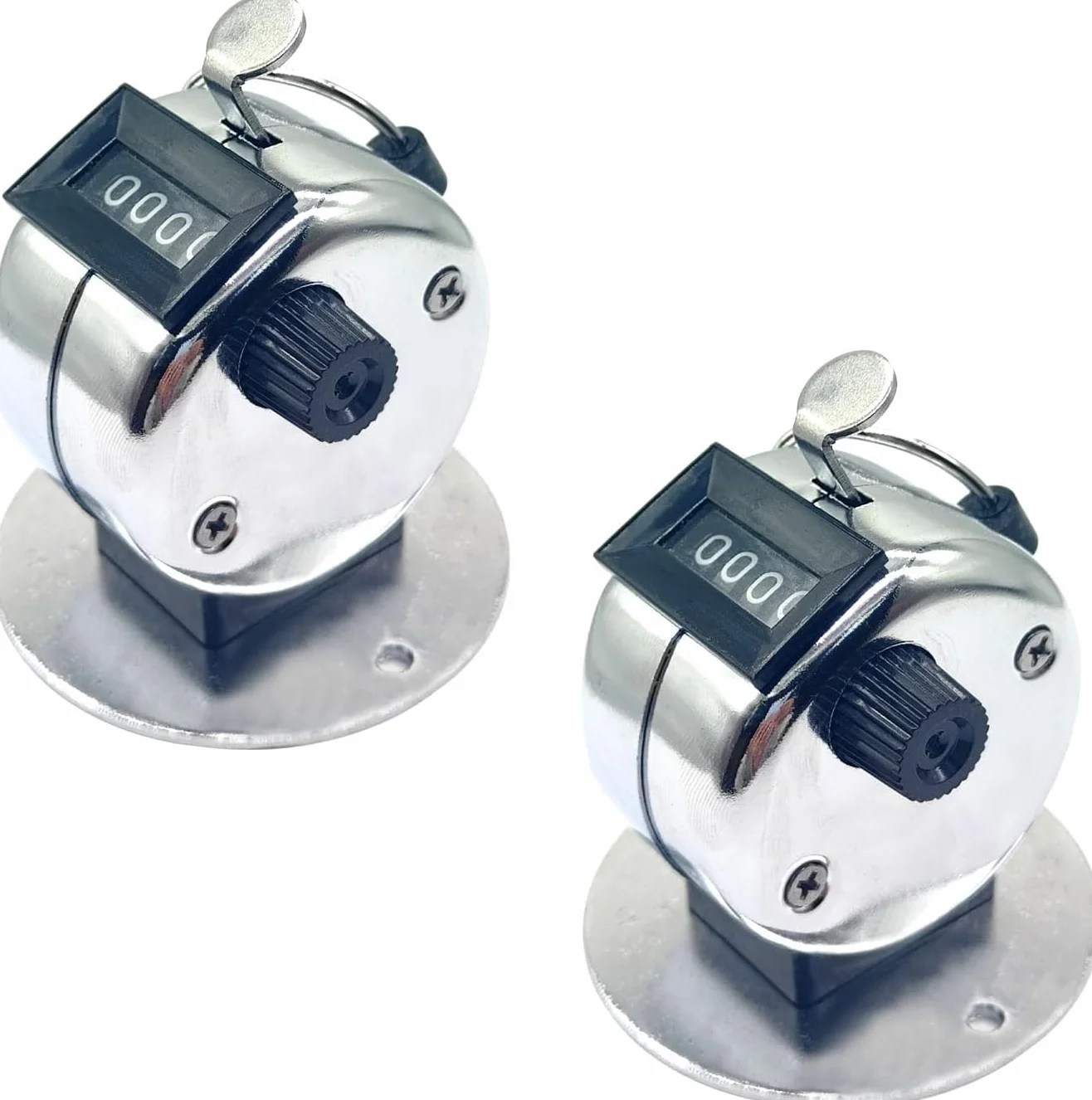 Contador mecánico de metal 4 dígitos, paquete de 2 con soporte para personas, filas, metraje de película, millas de carrera