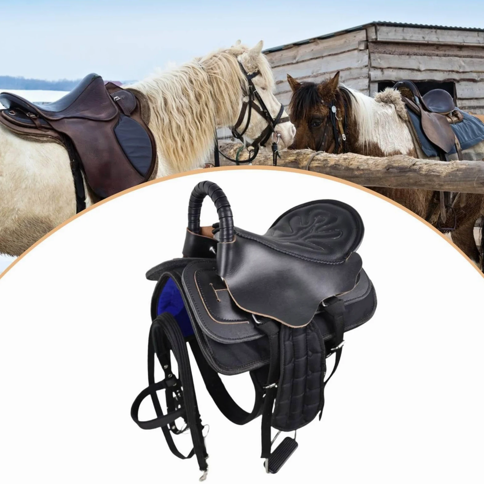 Juego de Silla de Montar para Caballo, Asiento para Montar, Fácil Instalación, Accesorio Deportivo Antideslizante, Cómodo, Cojín para Equipo