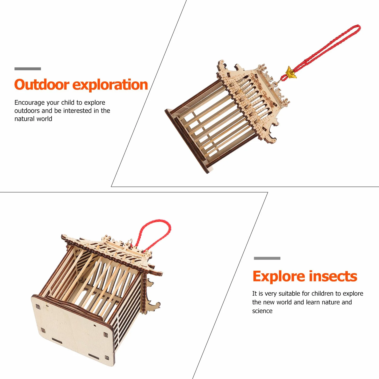 Abaodam Jaula para Grillos de Plástico Marrón Práctica y Reutilizable Diseño Portátil Adecuado para Niños y Transporte Seguro
