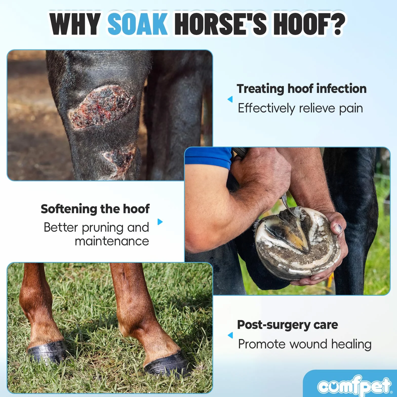 2 botas de remojo de pezuñas para los problemas de pezuñas, para tratar pezuñas de caballo, botas envueltas en cascos, podredumbre, infecciones bacterianas
