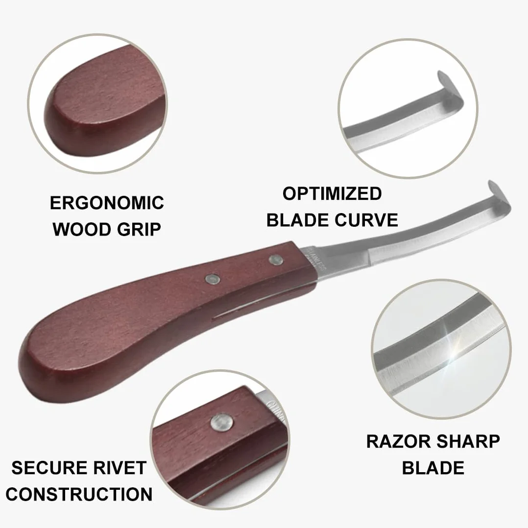 Herramienta para Recortar Pezuñas para Caballo, raspador de pezuñas de 22.5 cm diestros, Cuchilla de Doble Filo, Cuchillo para Pezuñas, para el Uso del Caballo de Ganado, ovinos