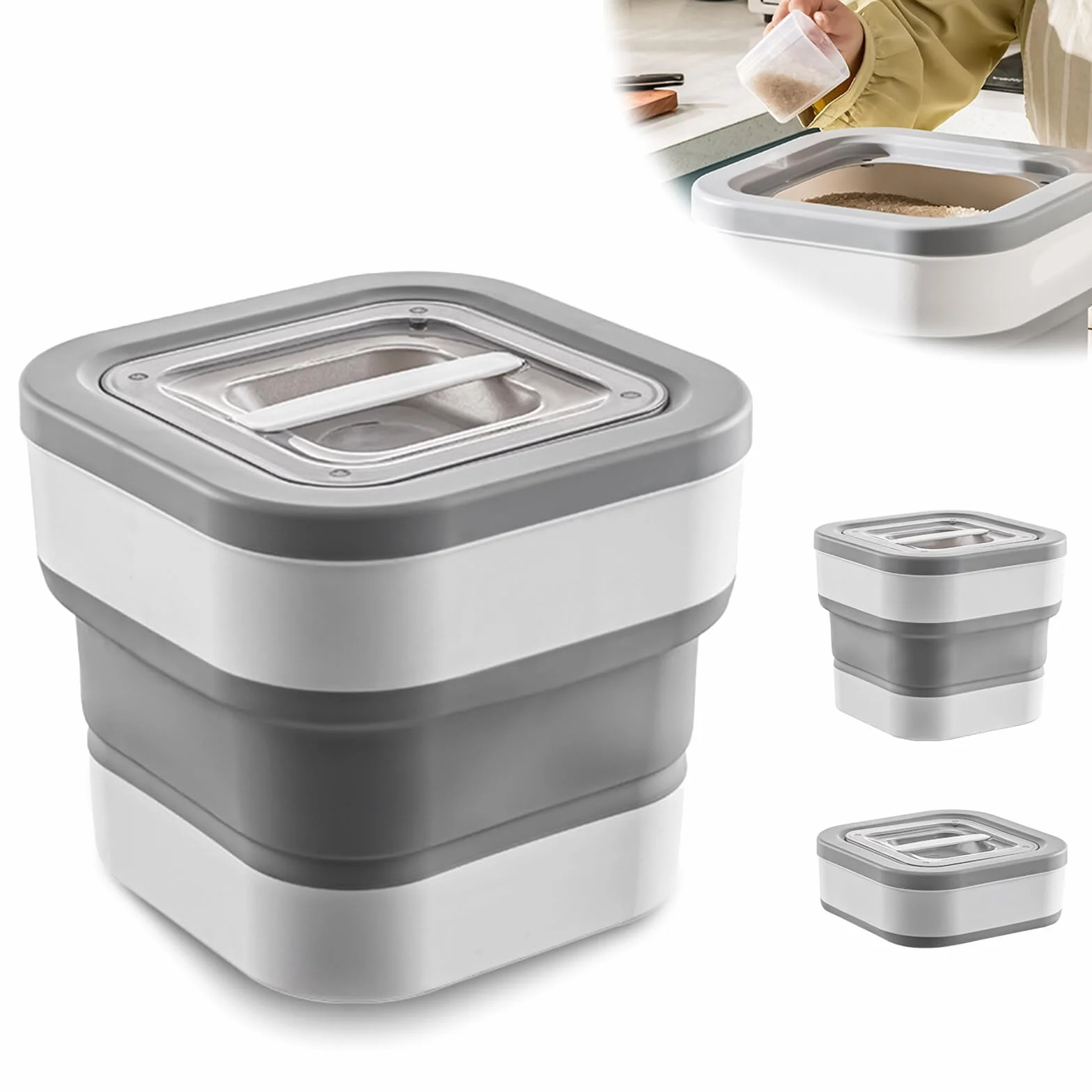 Almacenamiento de comida para perros, Contenedor de comida plegable, Caja de comida para perros de, Contenedor de comida para mascotas bien sellable Puede