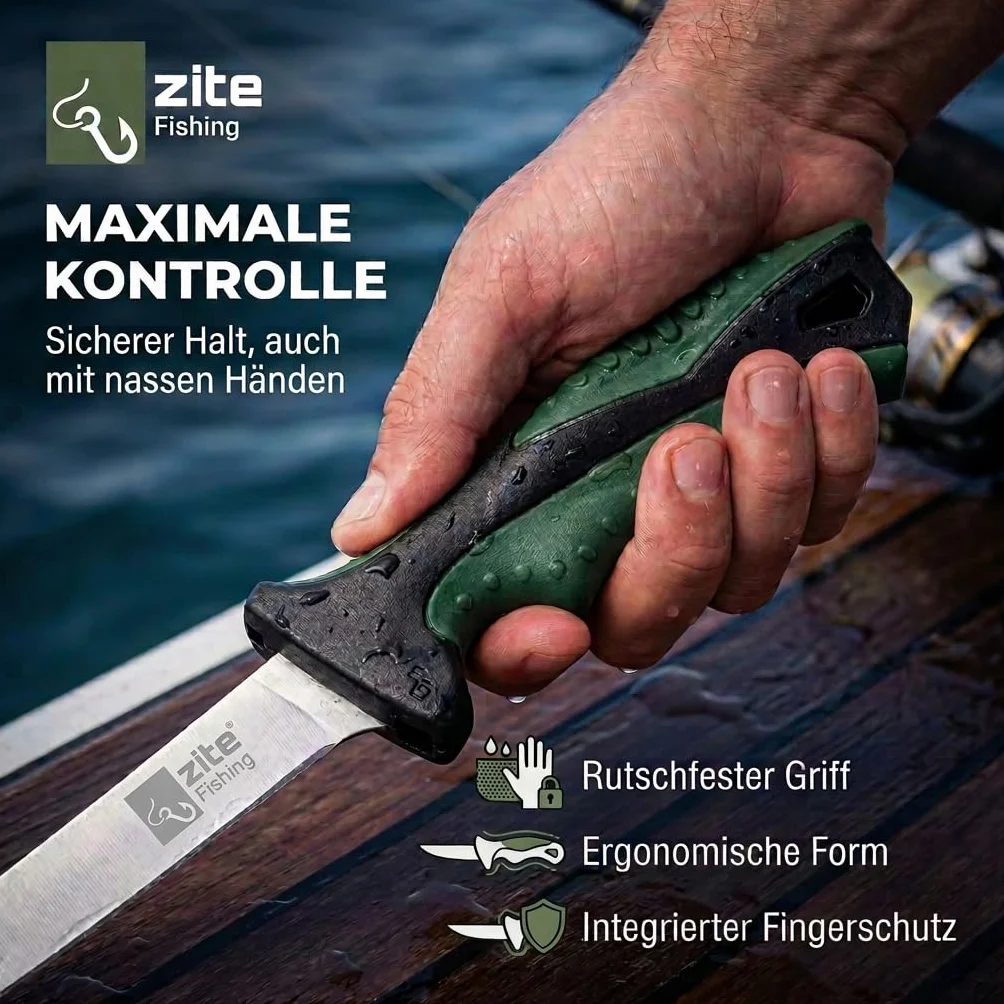 Zite Cuchillo para filetear Fishing 20 cm Hoja Afilada Mango Goma Antideslizante Funda Plástico
