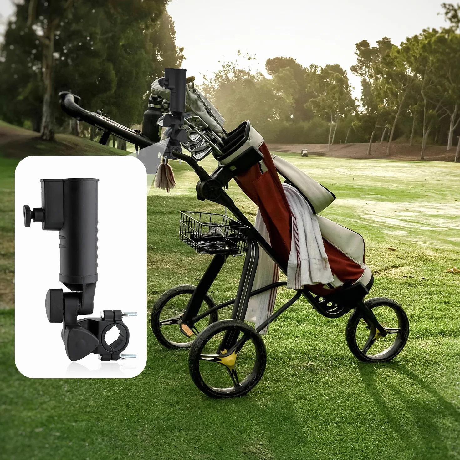 Soporte Paraguas Carrito de Golf de Aleación de Aluminio Resistente para Movilidad y Silla de Ruedas