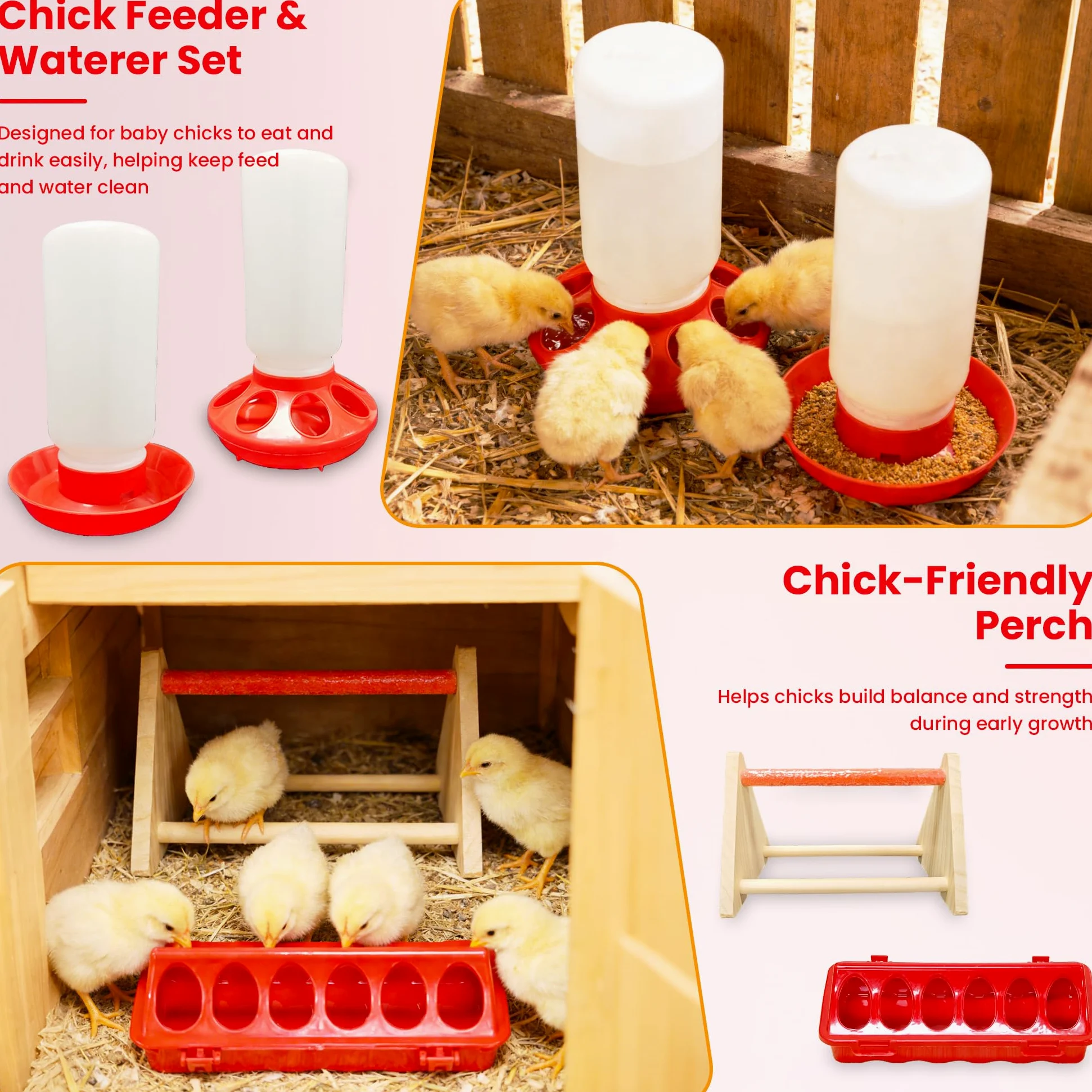 Caja de cría de pollitos para iniciación de pollos, incluye lámpara de calor de temporización, aserrín, comedero de pollitos y juego de bebedero, criador de aves de corral con lámpara de calor