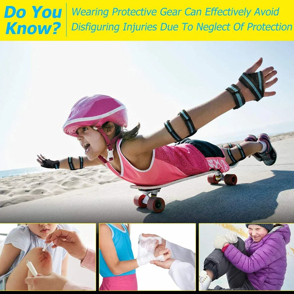Protecciones Patinaje Infantil Set 6 Piezas Rodilleras Coderas Muñequeras para Patinaje Ciclismo Skate