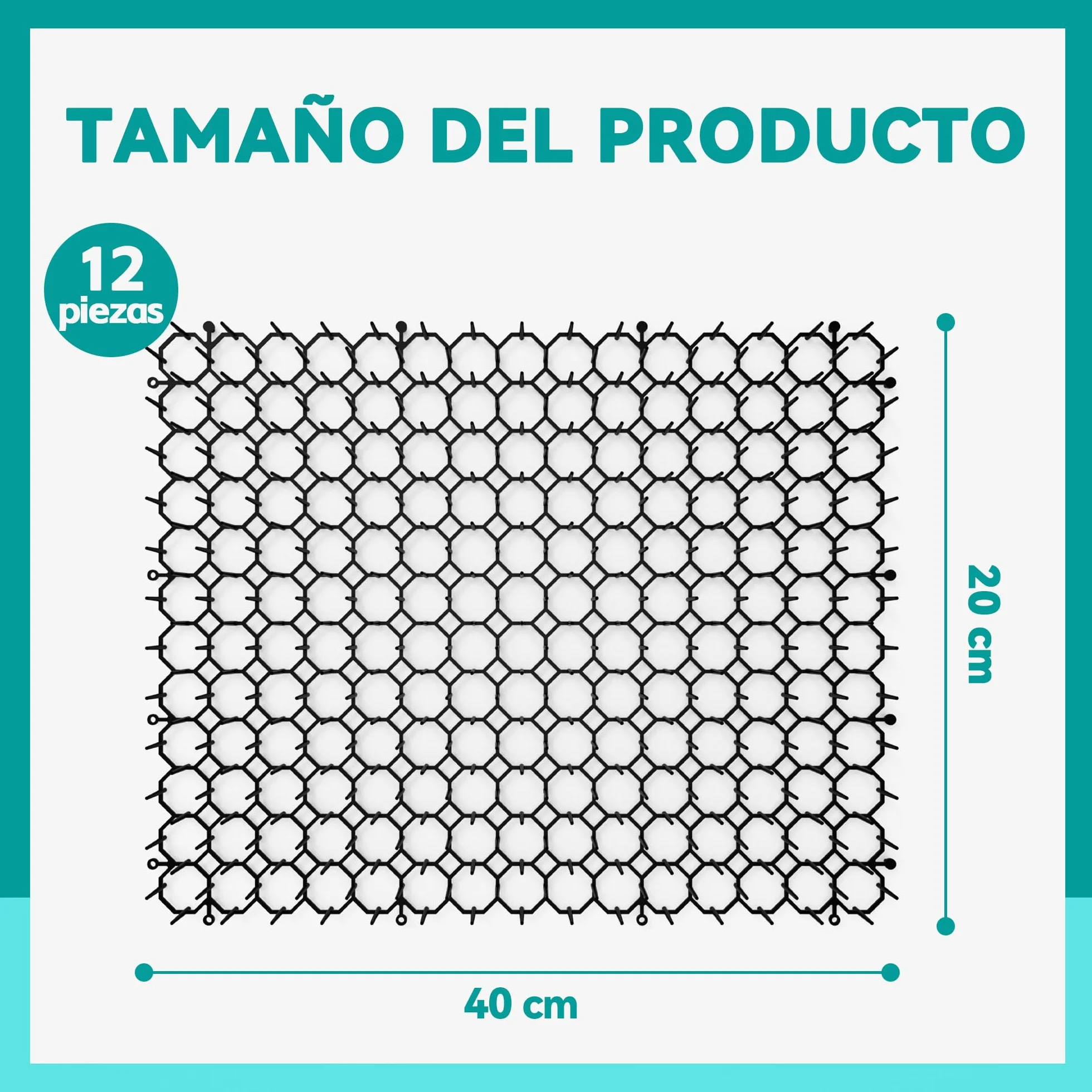 40 x 20 cm - Rejilla Pinchos Anti Gatos Pinchos para Gatos Exterior,Repelente para Gatos, Estera Disuasoria para Gatos, Perros(12 Unidades)