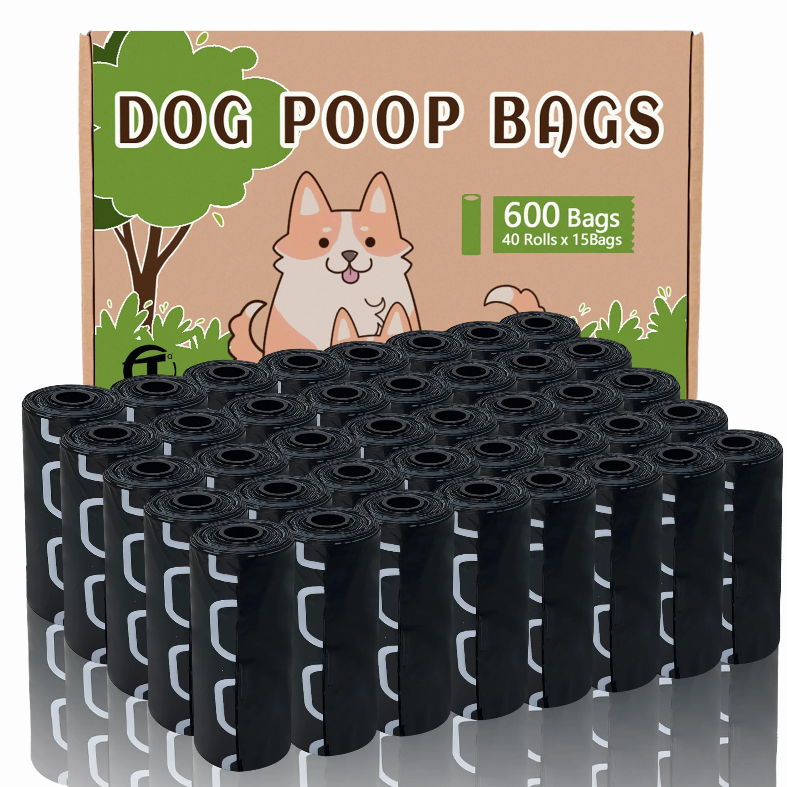 AiTodos® 600PCS Bolsas Caca Perro, Negro - Bolsas Excrementos Perros - Adecuado Salir de Casa, 31 * 22CM, Polietileno-Material, Portátil (40 Rollos, 15 por Rollo) -Poop Bags