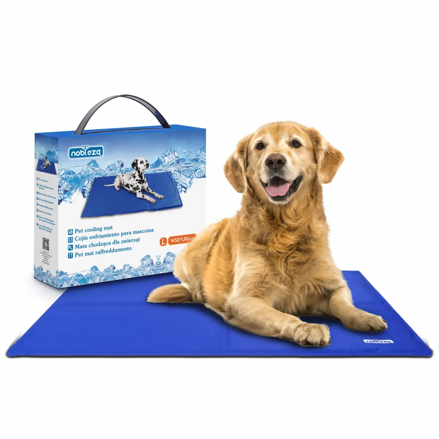 Nobleza - Alfombrilla refrescante para Mascotas Grandes. Auto refrigerante No tóxico. Ideal para para Perros, Gatos en Verano. 90 * 50 cm, Color Azul